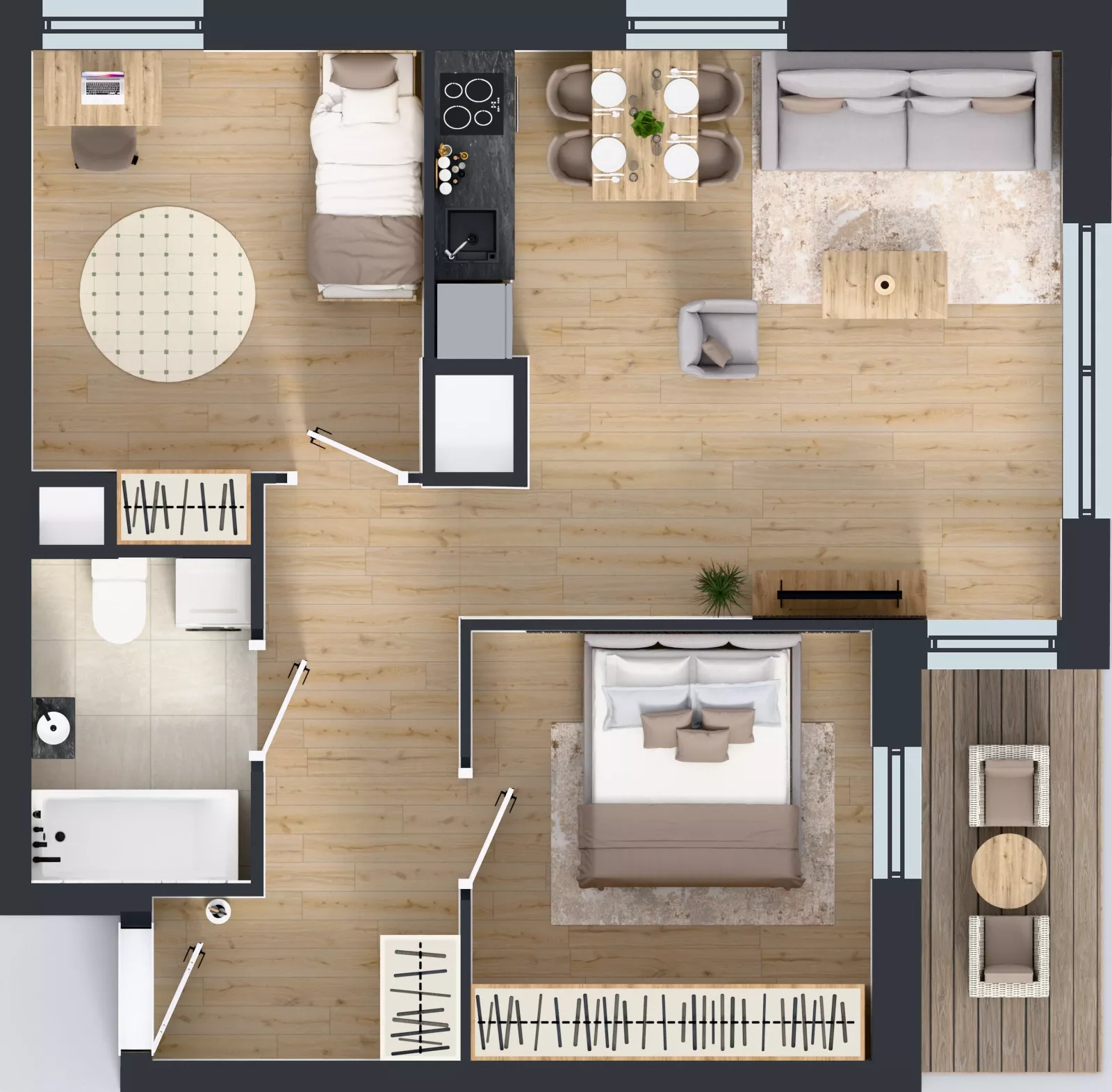 3 pokoje, mieszkanie 55,97 m², piętro 14, oferta nr 2.A113, Niebieski Bursztyn II, Reda, ul. Bosmańska