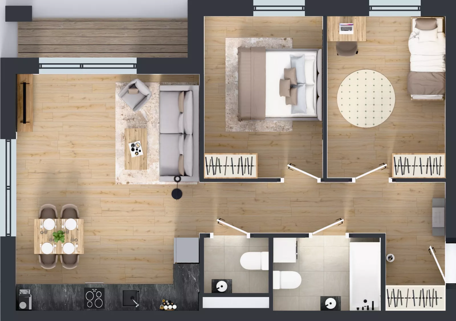 3 pokoje, mieszkanie 63,95 m², piętro 2, oferta nr 2.B3, Niebieski Bursztyn II, Reda, ul. Bosmańska