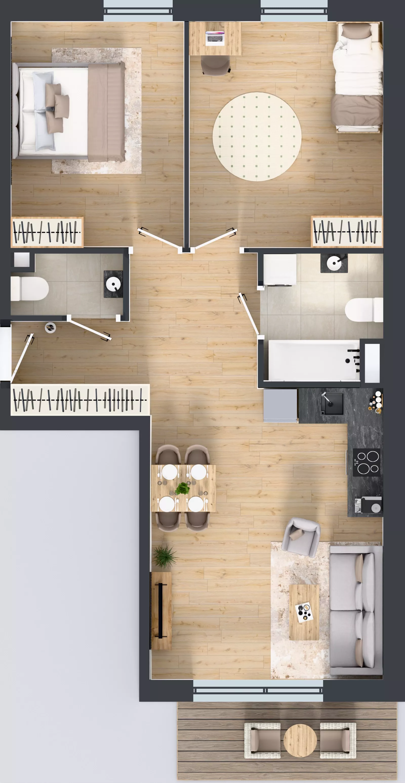 3 pokoje, mieszkanie 64,85 m², piętro 3, oferta nr 2.B4, Niebieski Bursztyn II, Reda, ul. Bosmańska