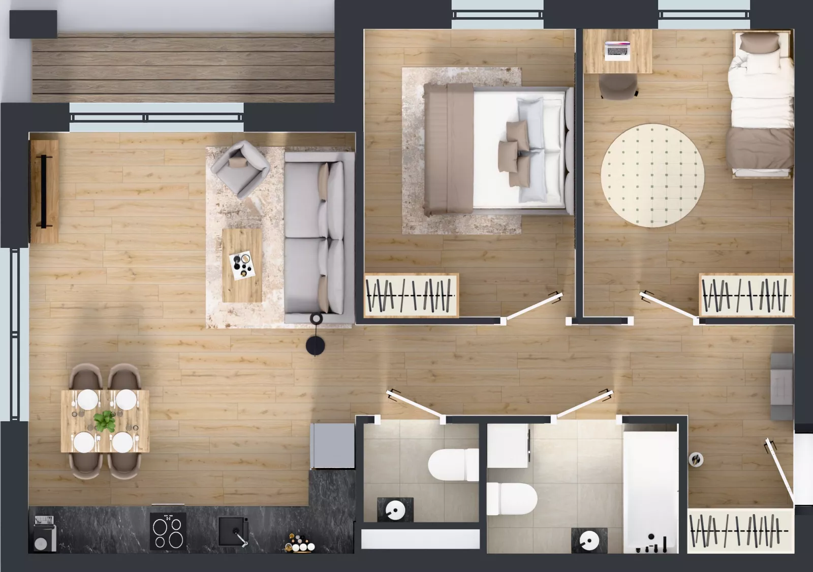 3 pokoje, mieszkanie 63,95 m², piętro 4, oferta nr 2.B9, Niebieski Bursztyn II, Reda, ul. Bosmańska