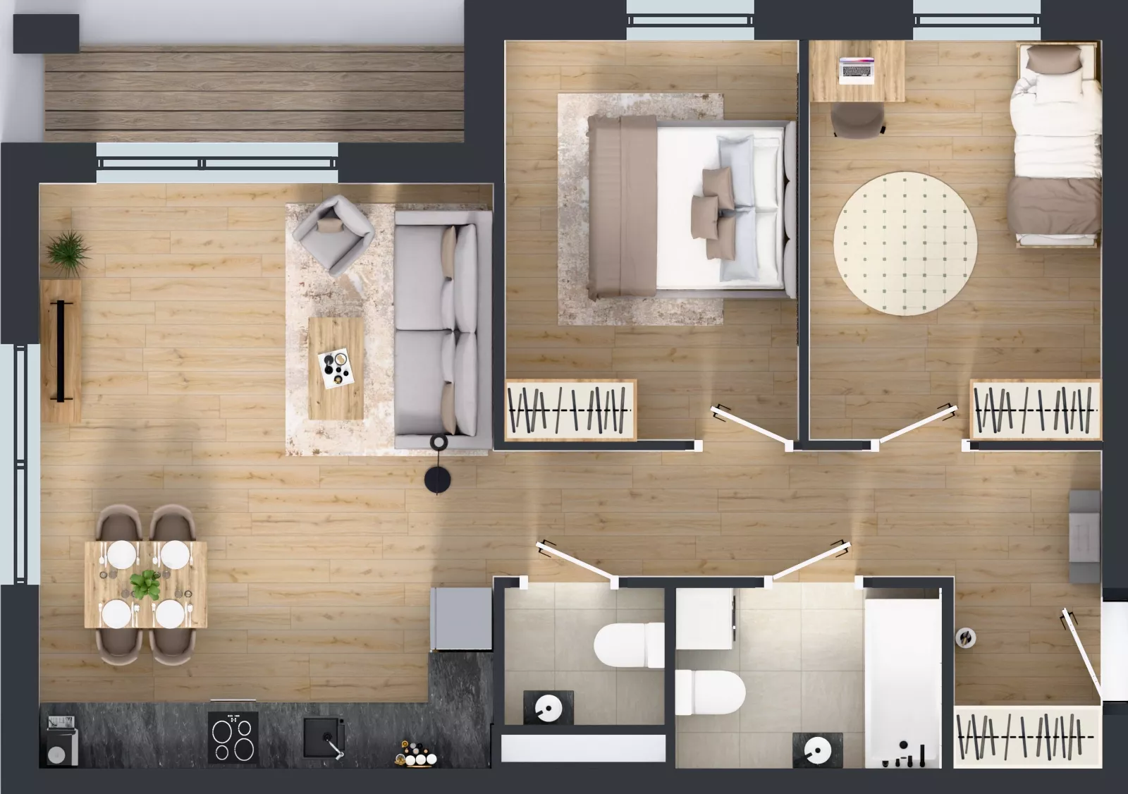 3 pokoje, mieszkanie 63,95 m², piętro 5, oferta nr 2.B12, Niebieski Bursztyn II, Reda, ul. Bosmańska