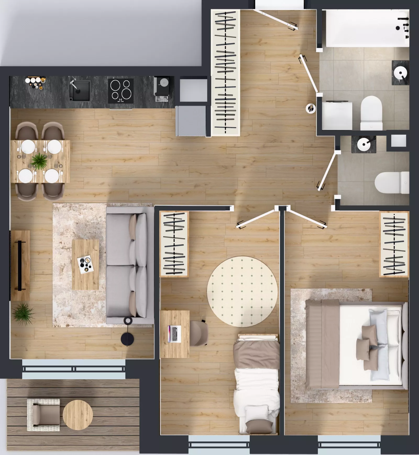 3 pokoje, mieszkanie 54,51 m², piętro 5, oferta nr 2.C15, Niebieski Bursztyn II, Reda, ul. Bosmańska