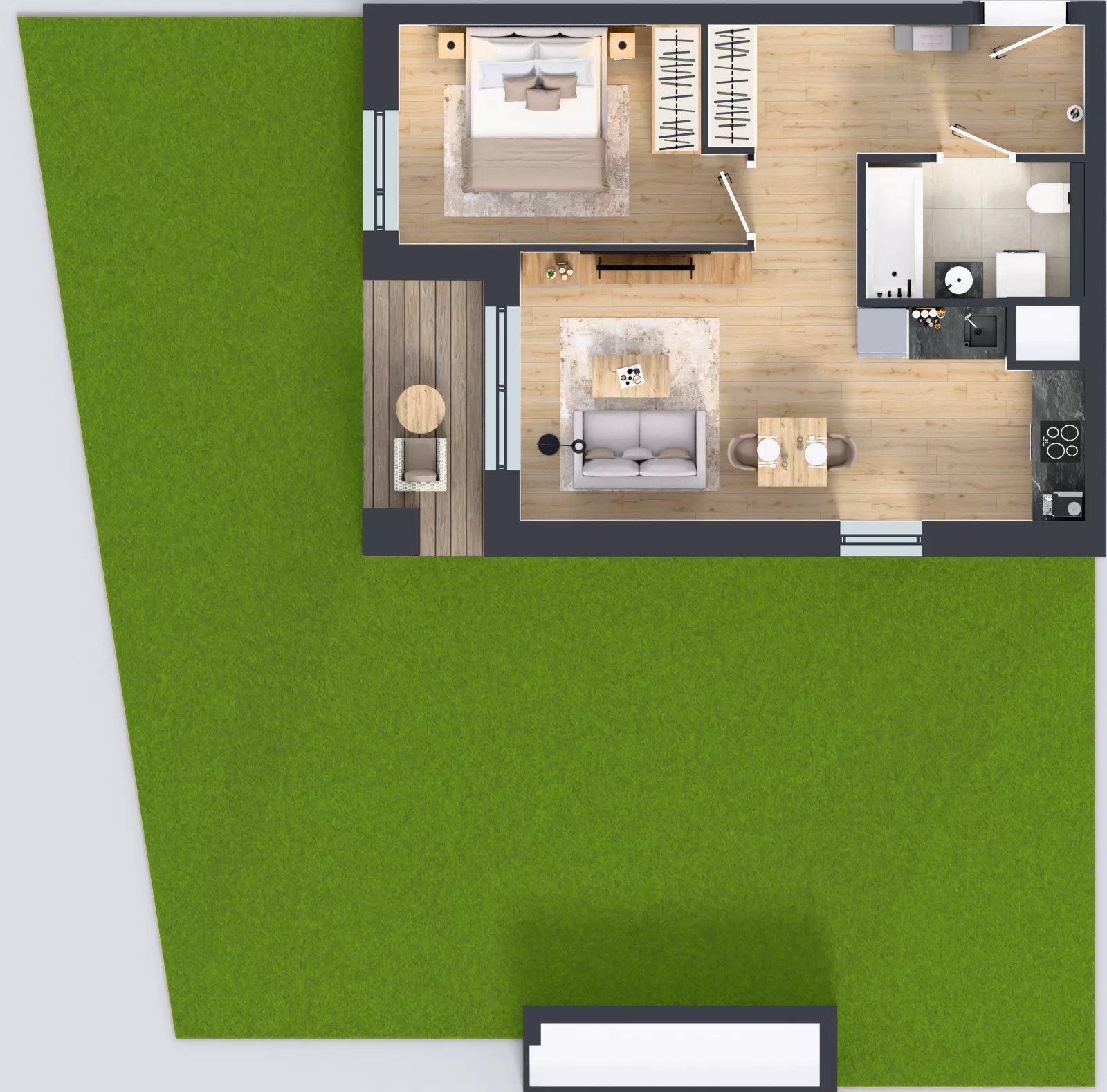 2 pokoje, mieszkanie 44,46 m², parter, oferta nr 1A.0.03, Nowa Francuska IIB, Katowice, Osiedle Paderewskiego-Muchowiec, Muchowiec, ul. Szybowcowa