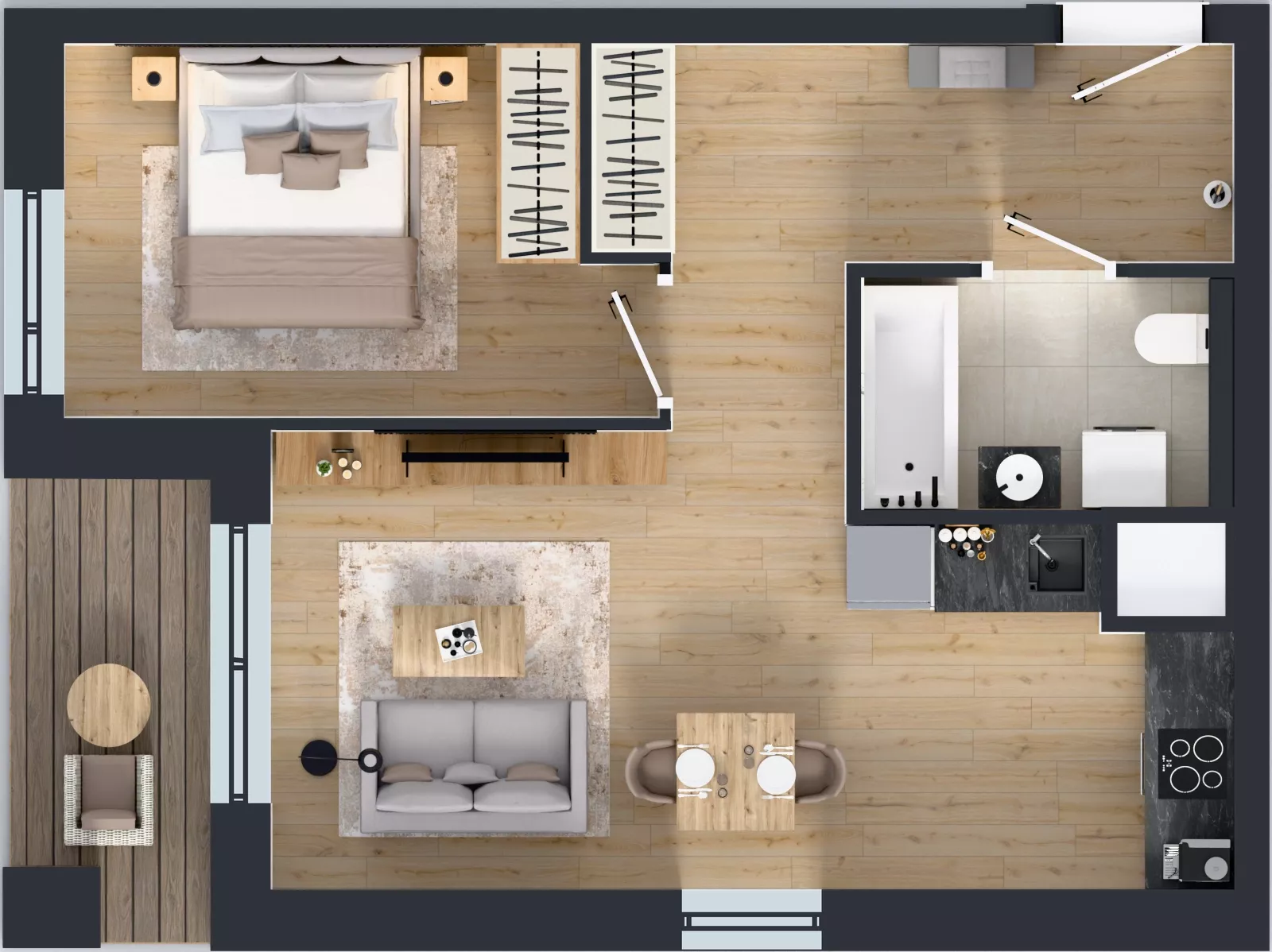 2 pokoje, mieszkanie 44,46 m², piętro 1, oferta nr 1A.1.12, Nowa Francuska IIB, Katowice, Osiedle Paderewskiego-Muchowiec, Muchowiec, ul. Szybowcowa