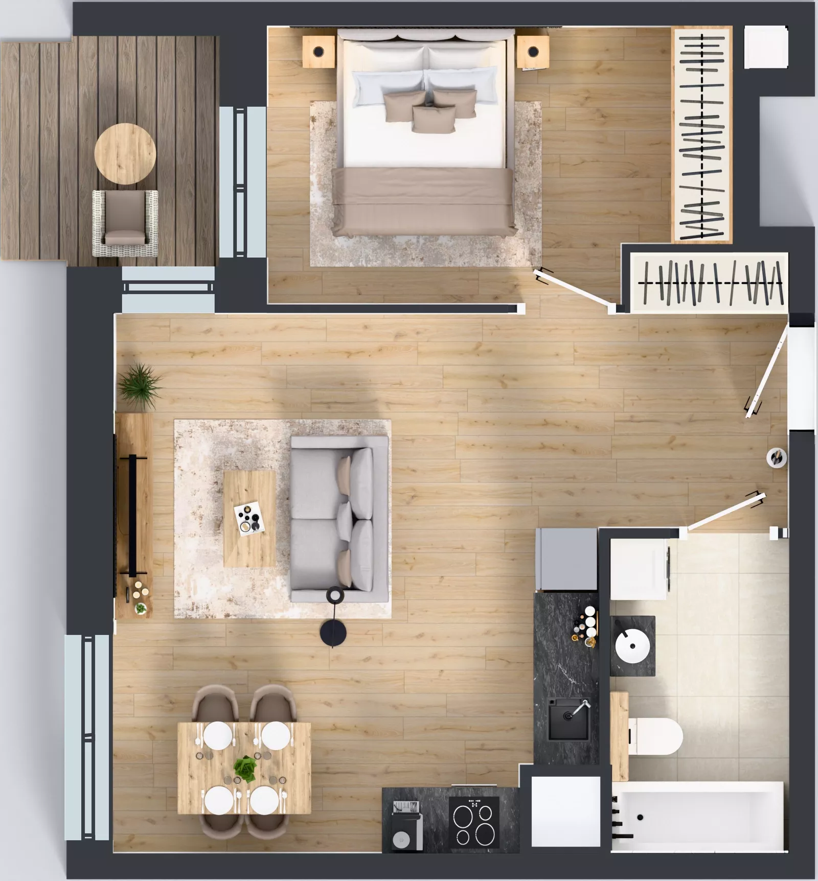 2 pokoje, mieszkanie 46,65 m², piętro 1, oferta nr 1A.1.15, Nowa Francuska IIB, Katowice, Osiedle Paderewskiego-Muchowiec, Muchowiec, ul. Szybowcowa