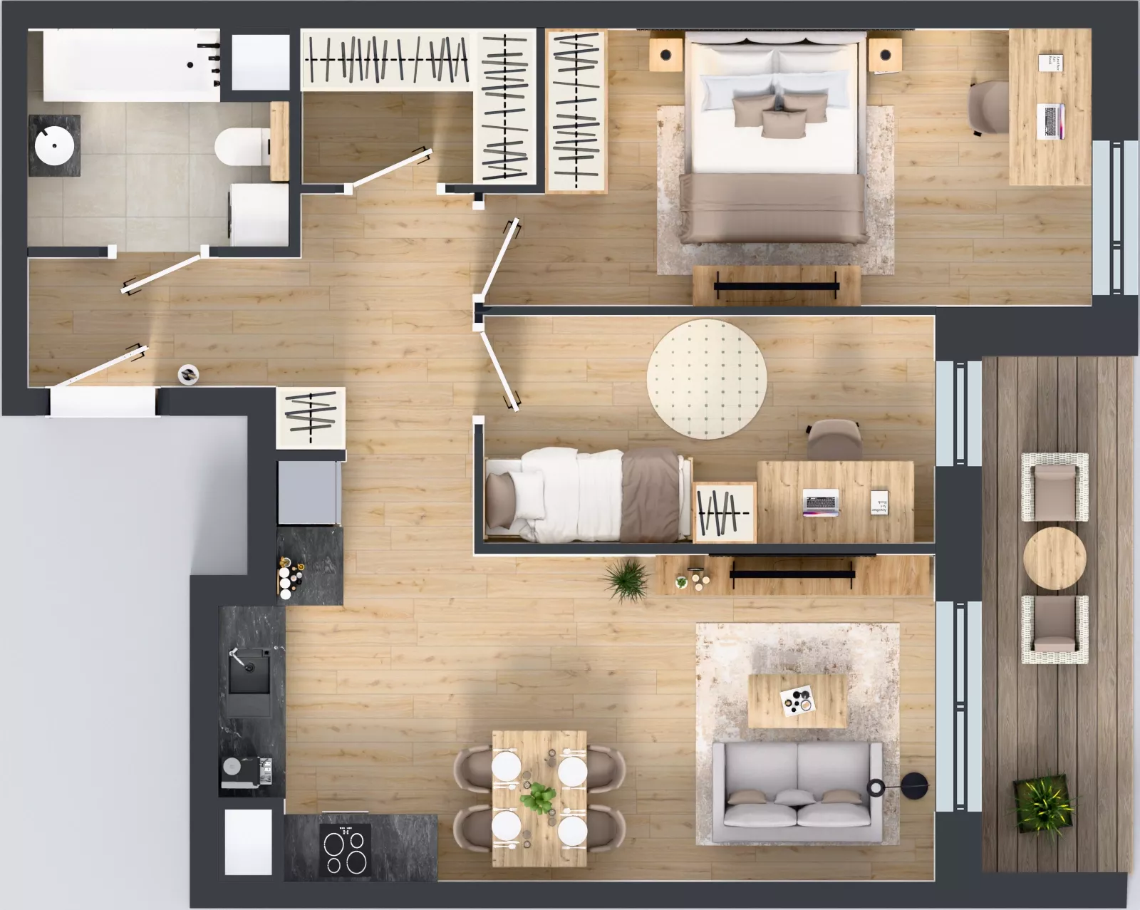 3 pokoje, mieszkanie 62,87 m², piętro 1, oferta nr 1A.1.17, Nowa Francuska IIB, Katowice, Osiedle Paderewskiego-Muchowiec, Muchowiec, ul. Szybowcowa