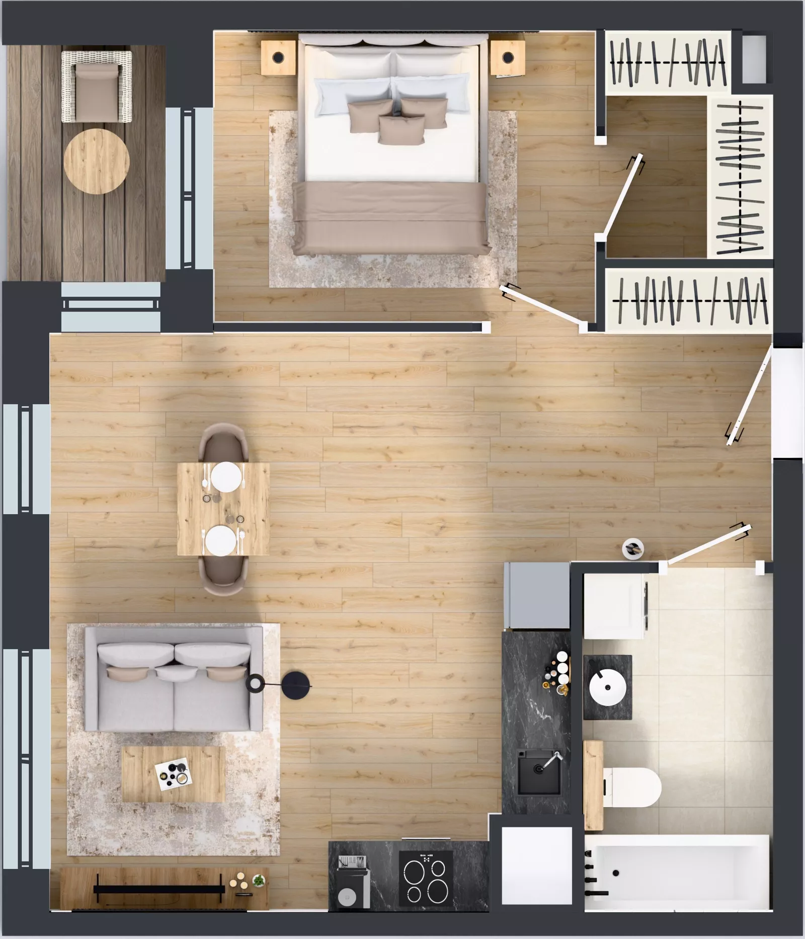 2 pokoje, mieszkanie 47,31 m², piętro 1, oferta nr 1B.1.96, Nowa Francuska IIB, Katowice, Osiedle Paderewskiego-Muchowiec, Muchowiec, ul. Szybowcowa