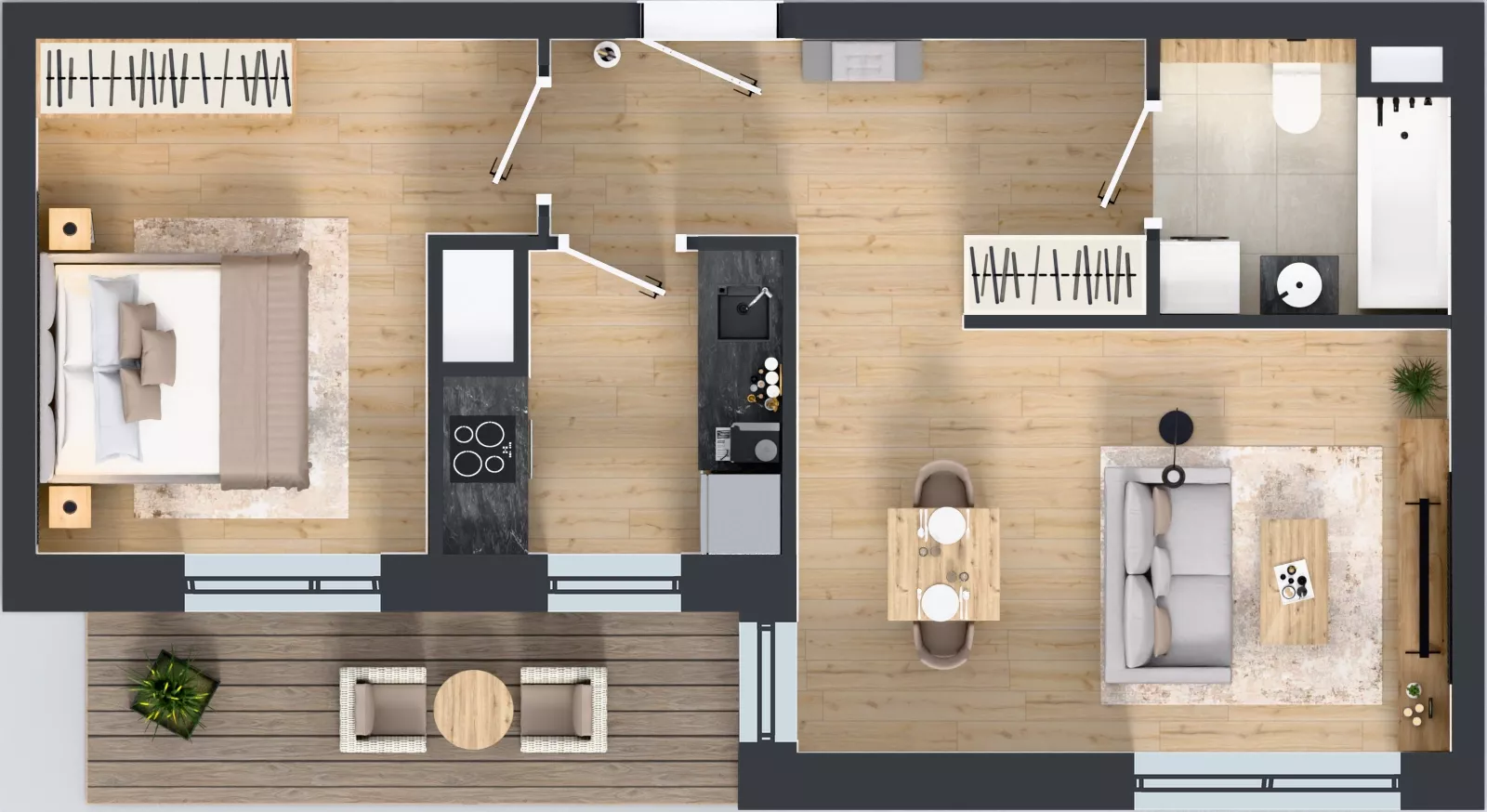 2 pokoje, mieszkanie 46,80 m², piętro 1, oferta nr 1C.1.151, Nowa Francuska IIB, Katowice, Osiedle Paderewskiego-Muchowiec, Muchowiec, ul. Szybowcowa