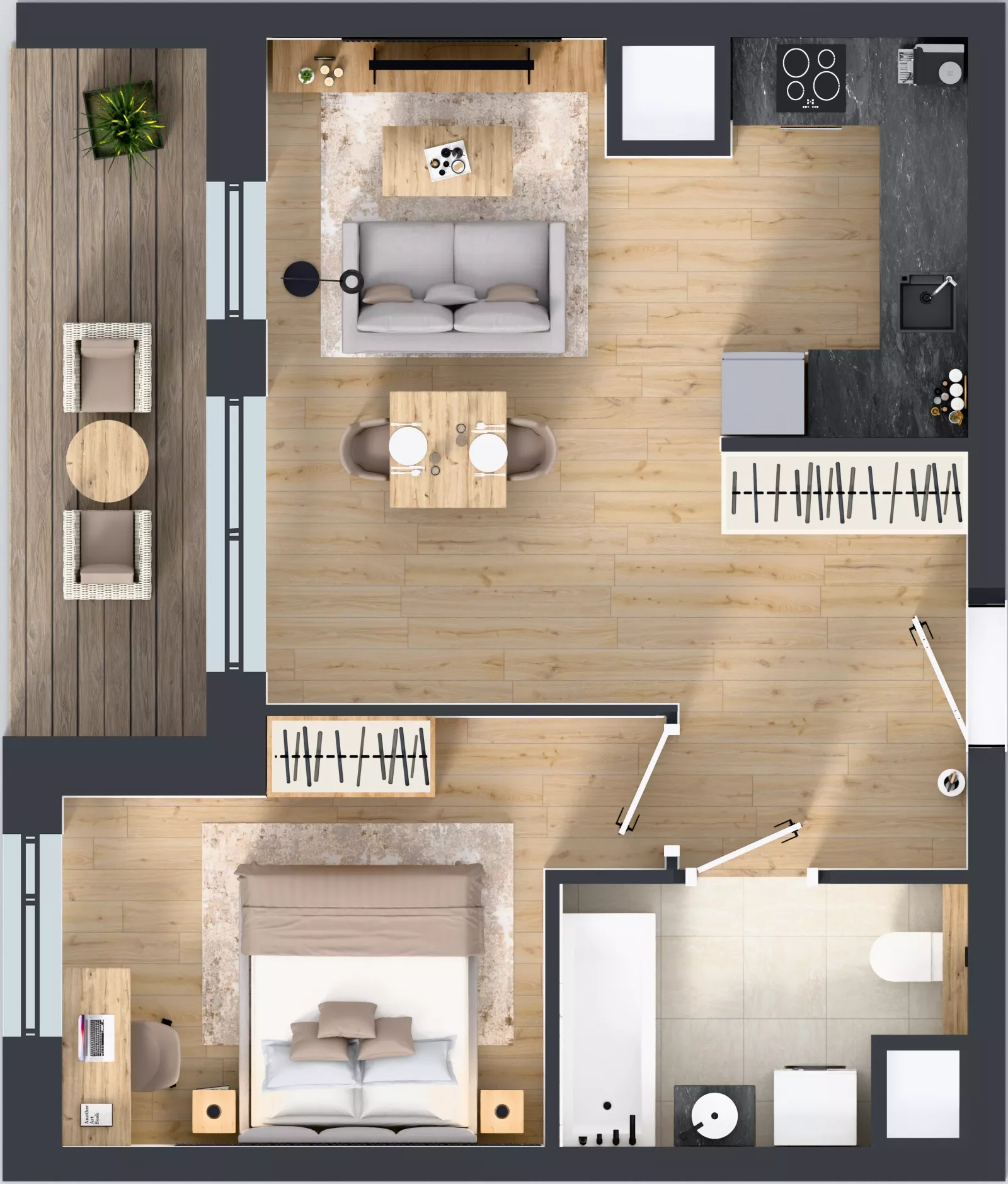 2 pokoje, mieszkanie 42,96 m², piętro 2, oferta nr 1A.2.23, Nowa Francuska IIB, Katowice, Osiedle Paderewskiego-Muchowiec, Muchowiec, ul. Szybowcowa