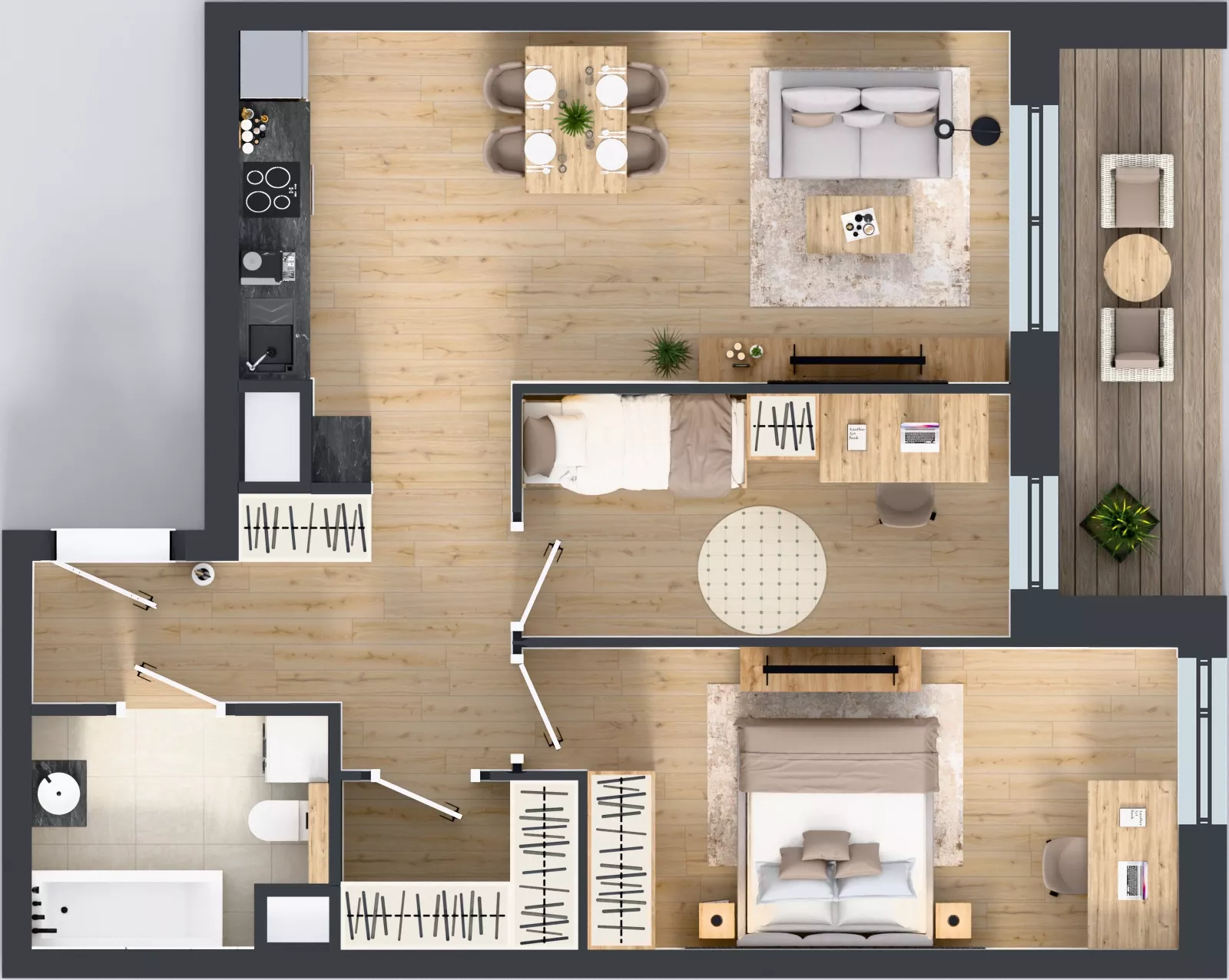 3 pokoje, mieszkanie 63,89 m², piętro 2, oferta nr 1B.2.99, Nowa Francuska IIB, Katowice, Osiedle Paderewskiego-Muchowiec, Muchowiec, ul. Szybowcowa