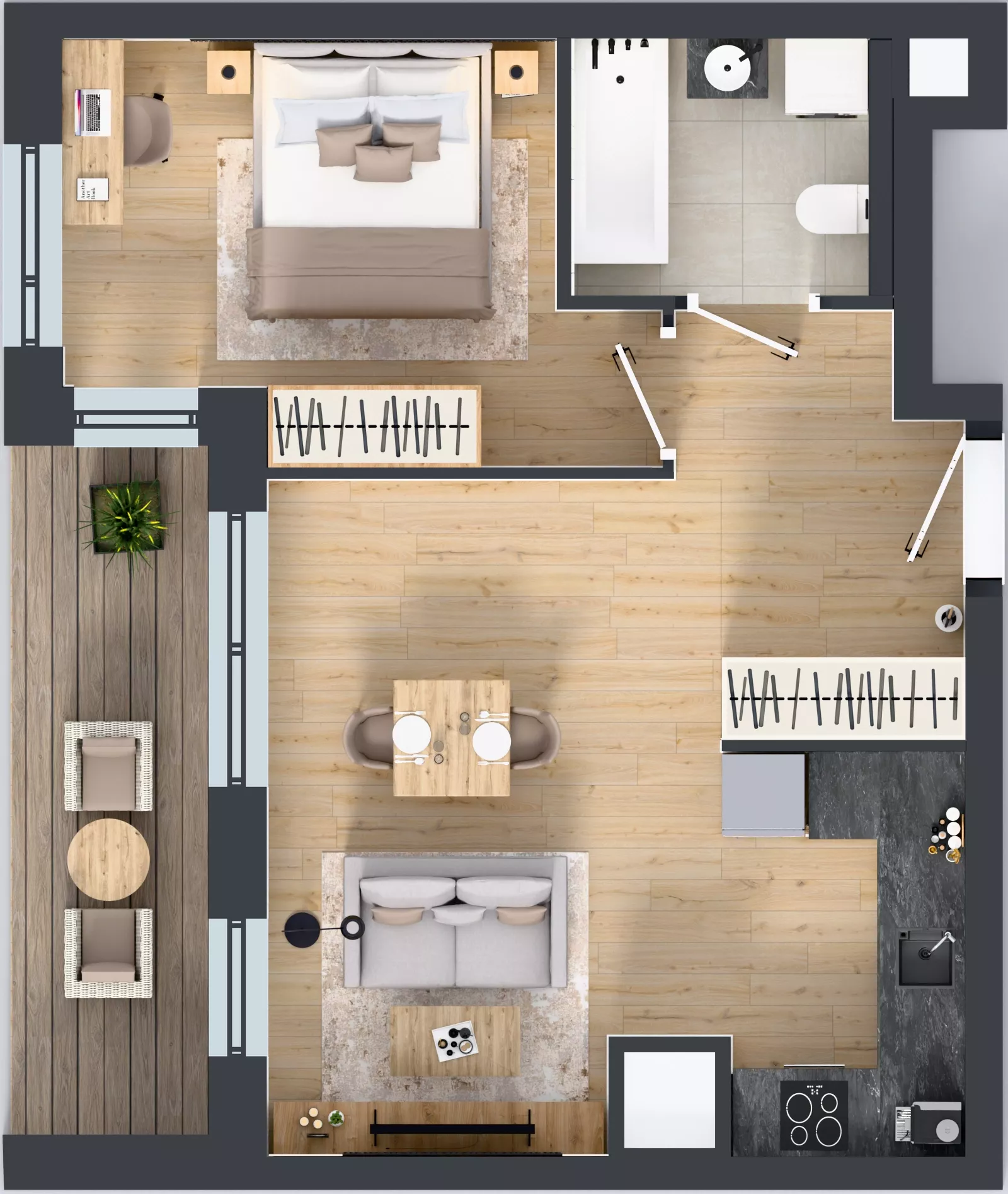 2 pokoje, mieszkanie 42,45 m², piętro 2, oferta nr 1B.2.100, Nowa Francuska IIB, Katowice, Osiedle Paderewskiego-Muchowiec, Muchowiec, ul. Szybowcowa