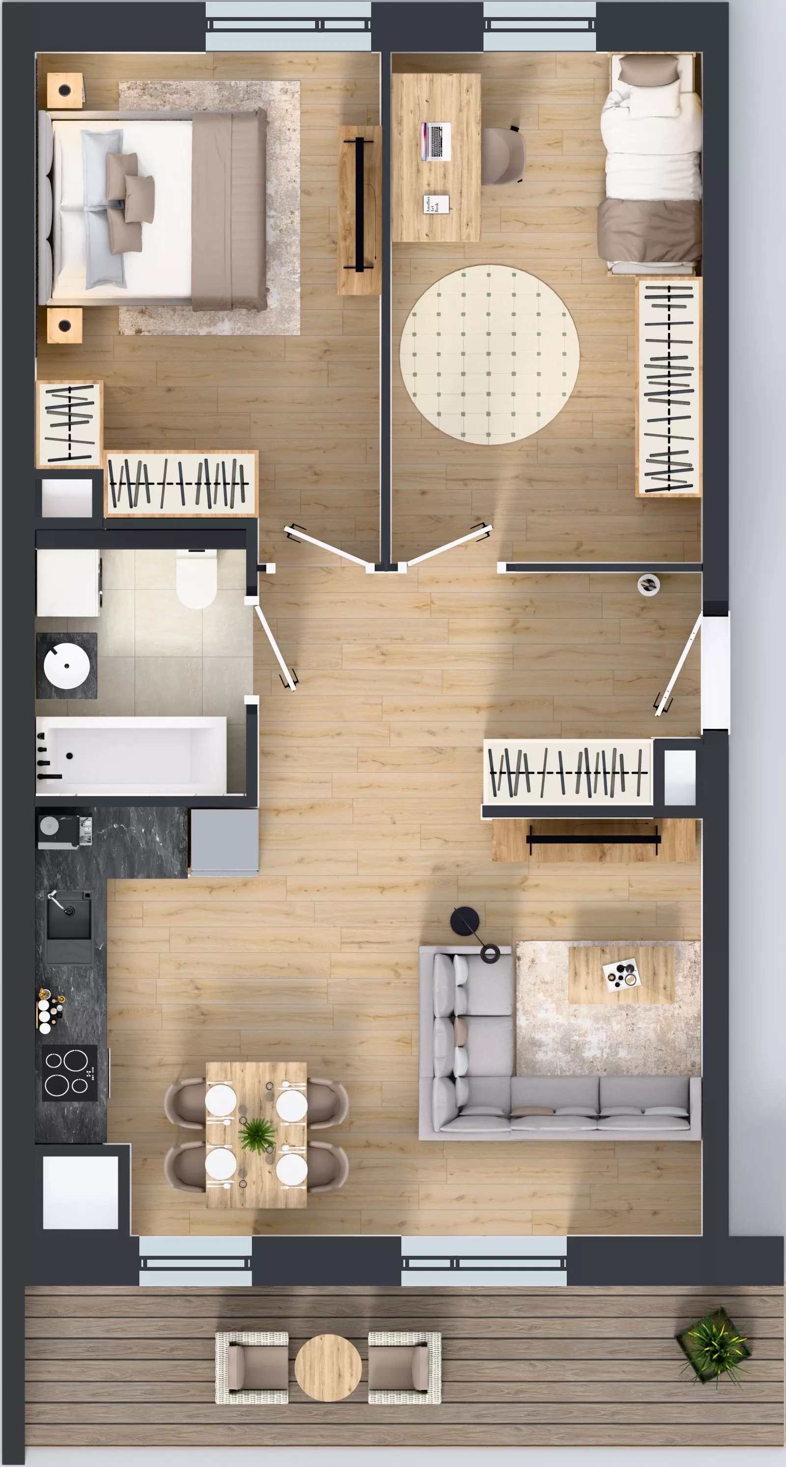 3 pokoje, mieszkanie 60,25 m², piętro 2, oferta nr 1C.2.155, Nowa Francuska IIB, Katowice, Osiedle Paderewskiego-Muchowiec, Muchowiec, ul. Szybowcowa
