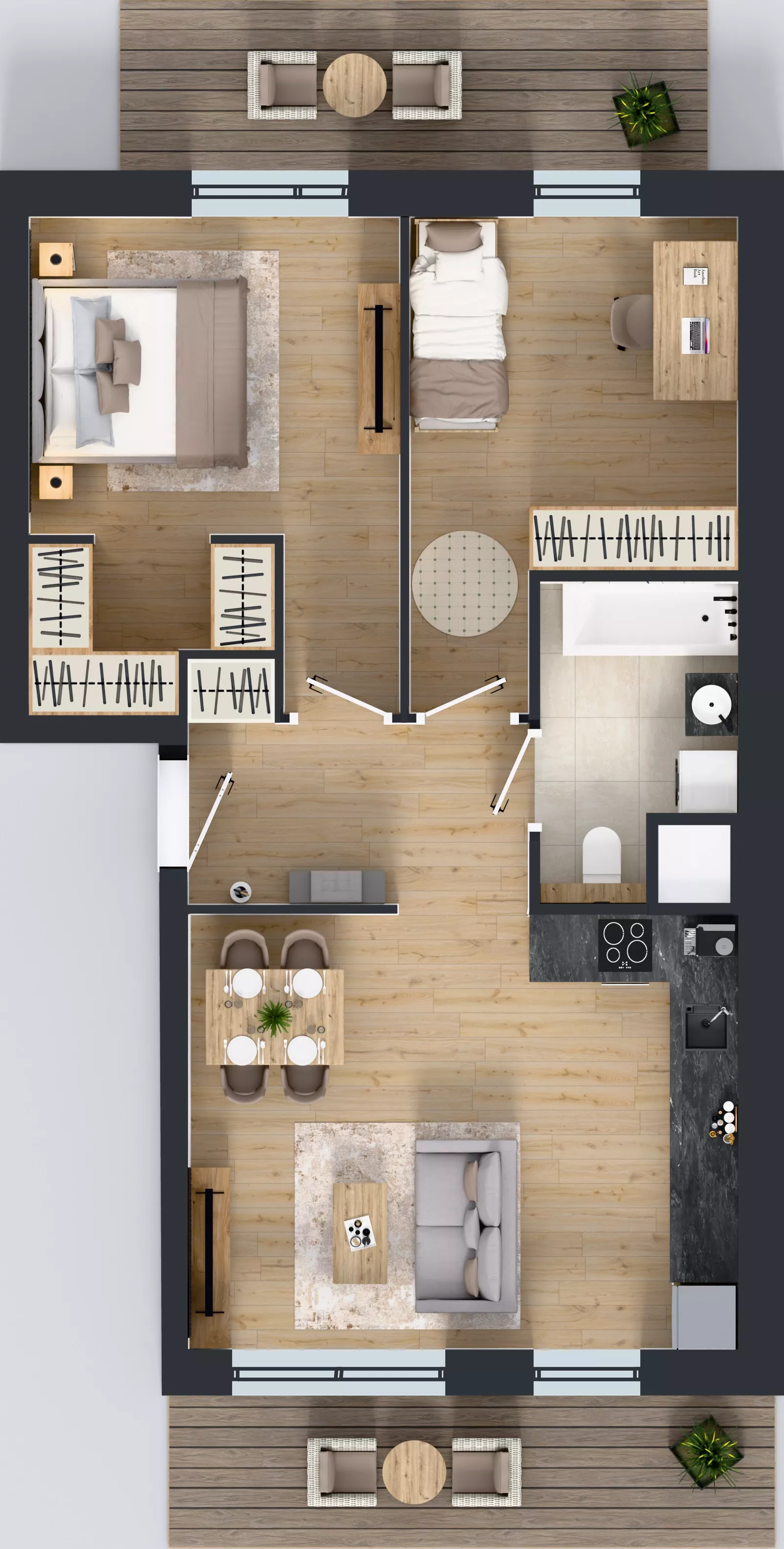 3 pokoje, mieszkanie 58,70 m², piętro 2, oferta nr 1D.2.177, Nowa Francuska IIB, Katowice, Osiedle Paderewskiego-Muchowiec, Muchowiec, ul. Szybowcowa