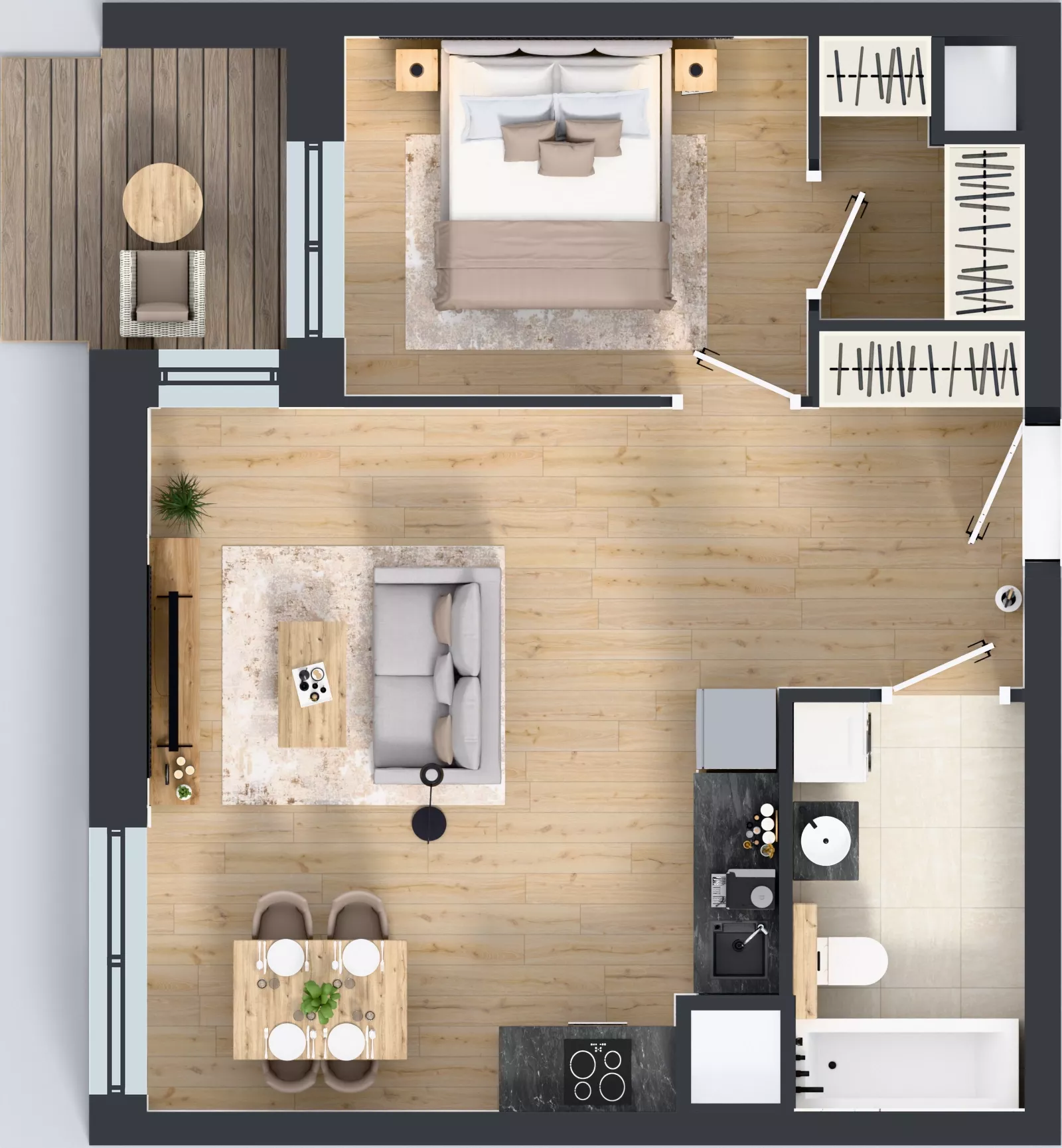2 pokoje, mieszkanie 47,10 m², piętro 3, oferta nr 1A.3.31, Nowa Francuska IIB, Katowice, Osiedle Paderewskiego-Muchowiec, Muchowiec, ul. Szybowcowa