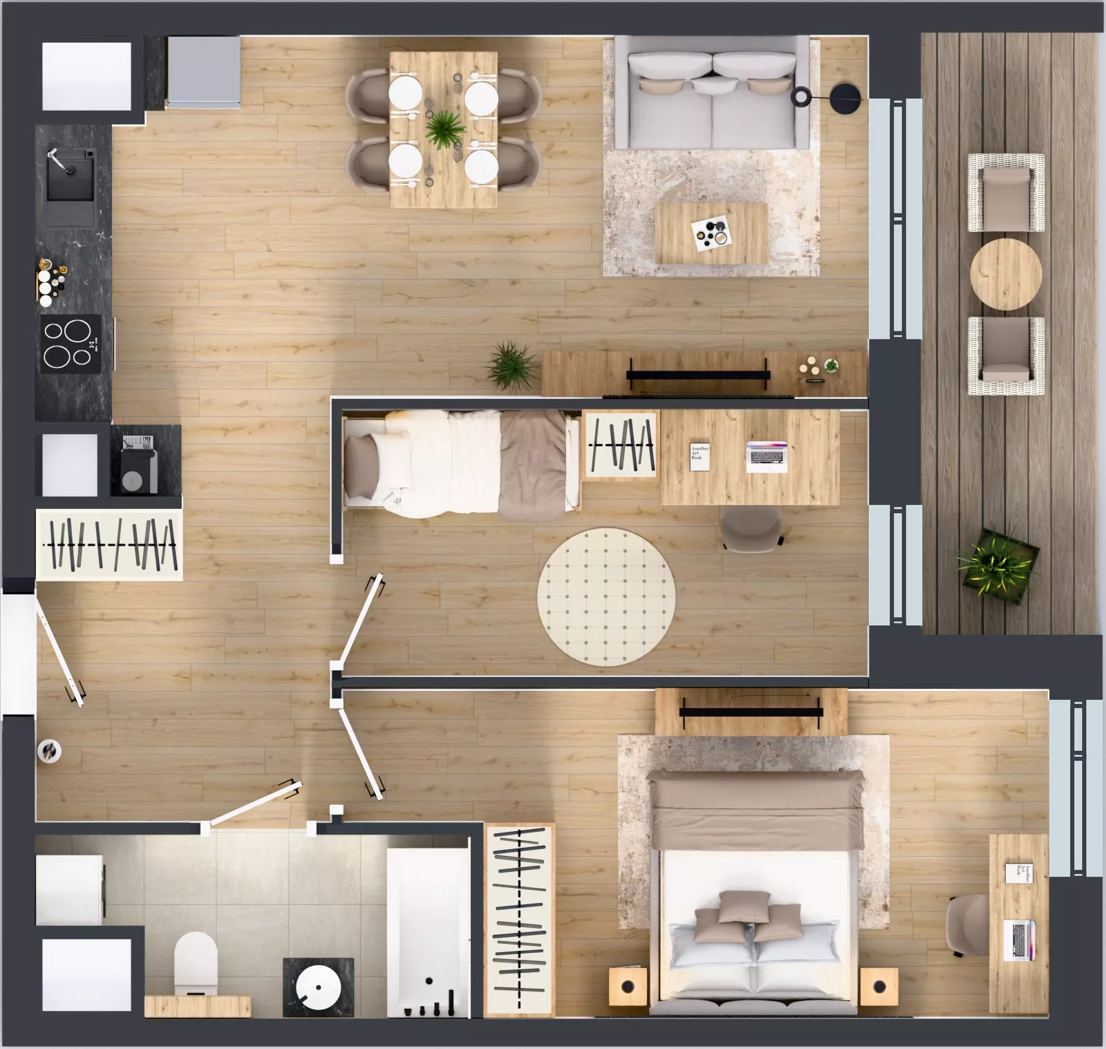 3 pokoje, mieszkanie 57,62 m², piętro 4, oferta nr 1A.4.37, Nowa Francuska IIB, Katowice, Osiedle Paderewskiego-Muchowiec, Muchowiec, ul. Szybowcowa