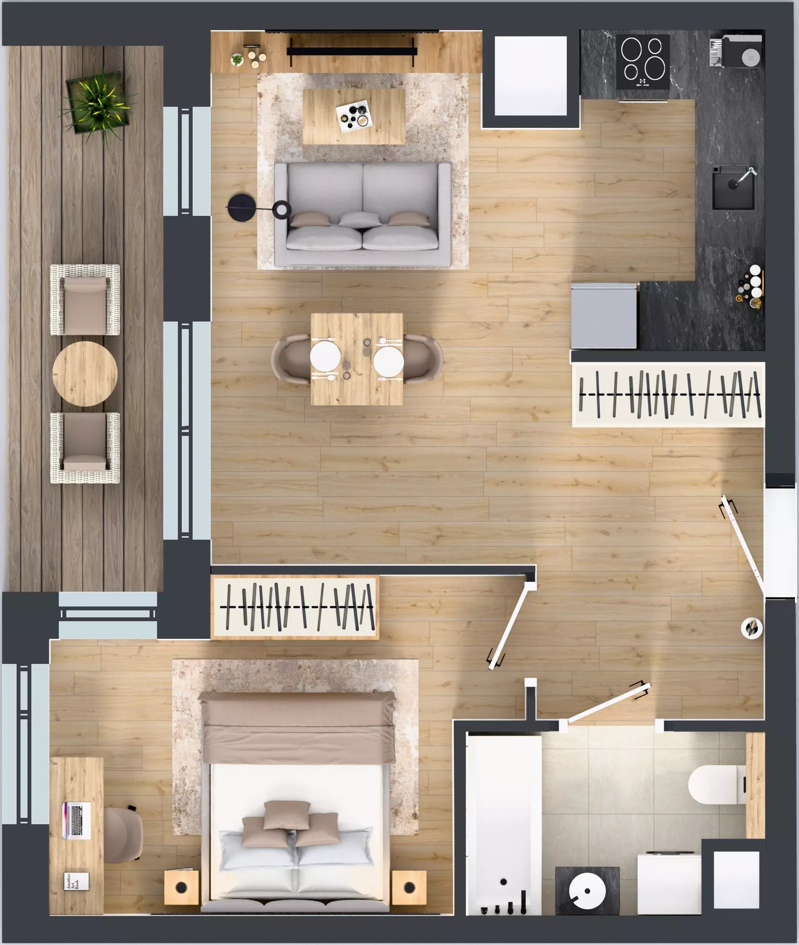 2 pokoje, mieszkanie 44,92 m², piętro 4, oferta nr 1A.4.43, Nowa Francuska IIB, Katowice, Osiedle Paderewskiego-Muchowiec, Muchowiec, ul. Szybowcowa