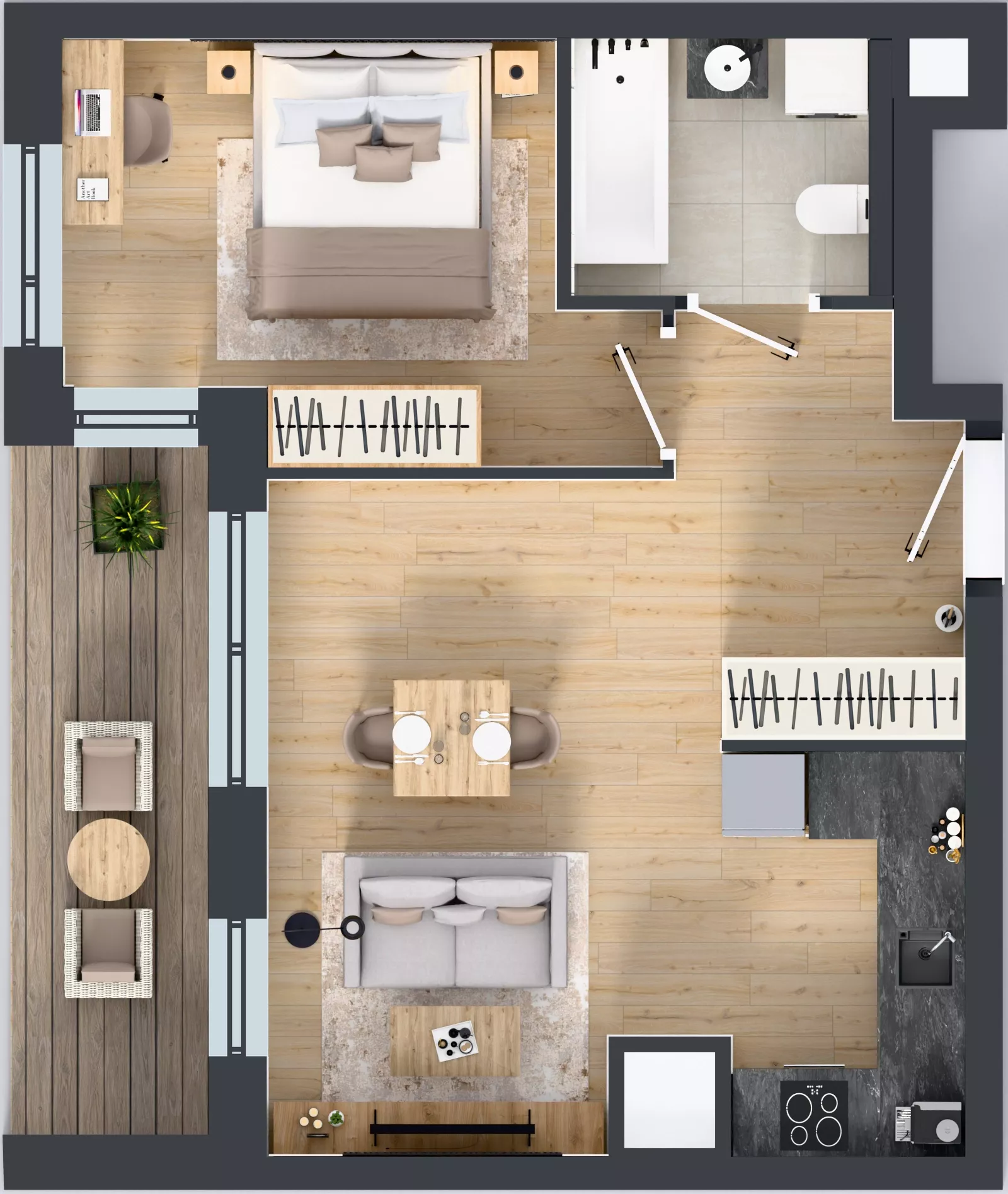 2 pokoje, mieszkanie 43,91 m², piętro 4, oferta nr 1B.4.112, Nowa Francuska IIB, Katowice, Osiedle Paderewskiego-Muchowiec, Muchowiec, ul. Szybowcowa