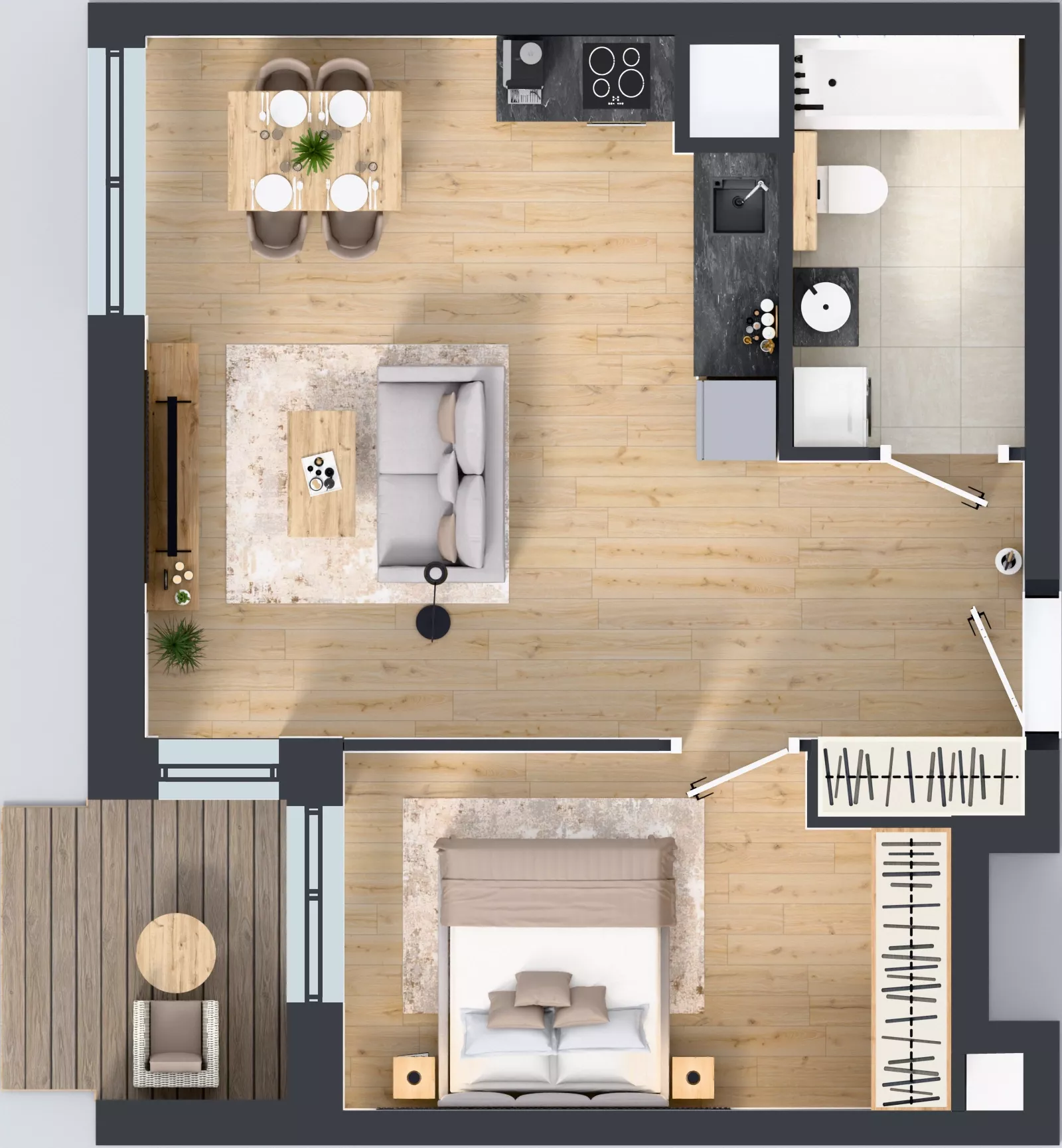 2 pokoje, mieszkanie 47,86 m², piętro 5, oferta nr 1B.5.119, Nowa Francuska IIB, Katowice, Osiedle Paderewskiego-Muchowiec, Muchowiec, ul. Szybowcowa