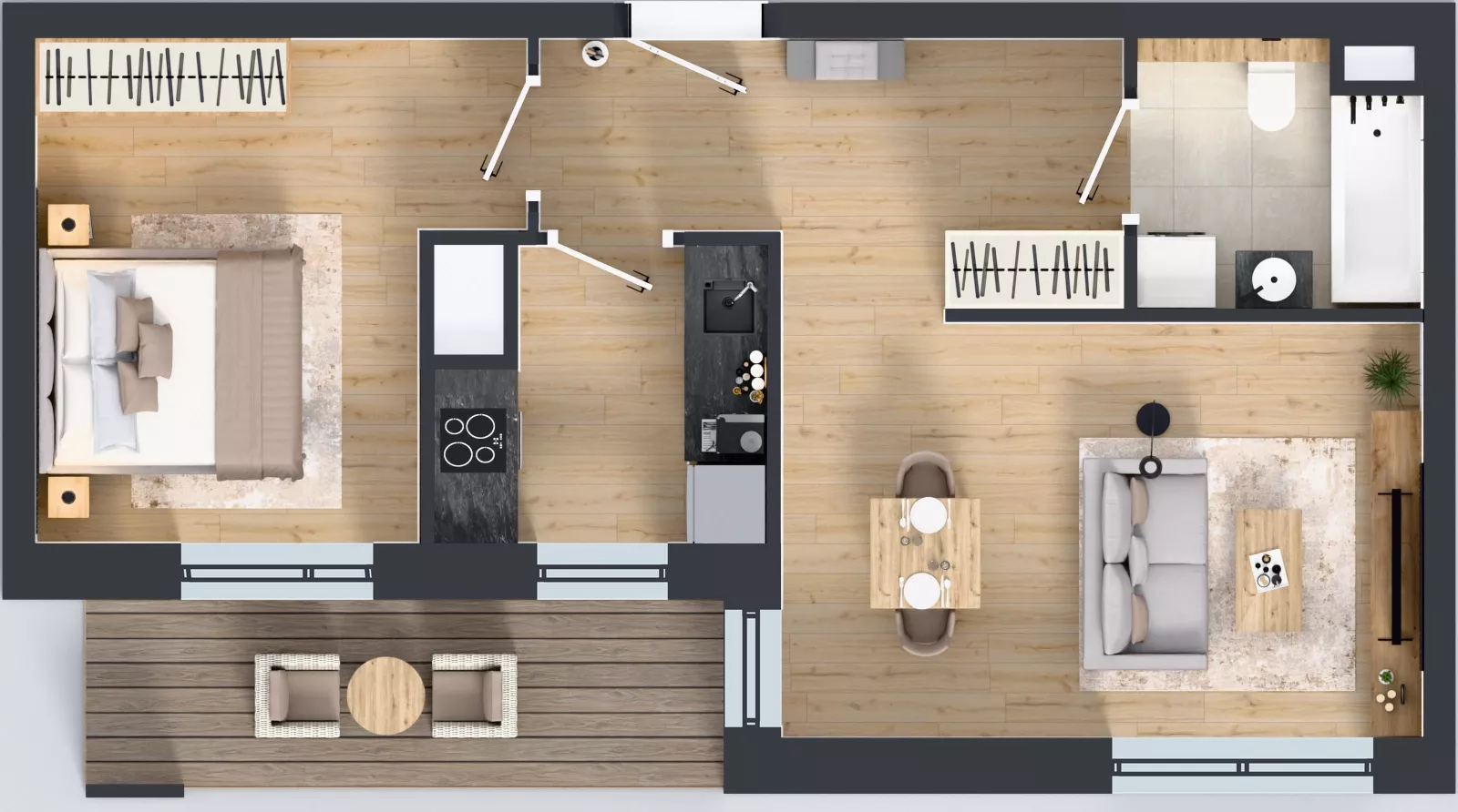 2 pokoje, mieszkanie 48,52 m², piętro 5, oferta nr 1C.5.163, Nowa Francuska IIB, Katowice, Osiedle Paderewskiego-Muchowiec, Muchowiec, ul. Szybowcowa