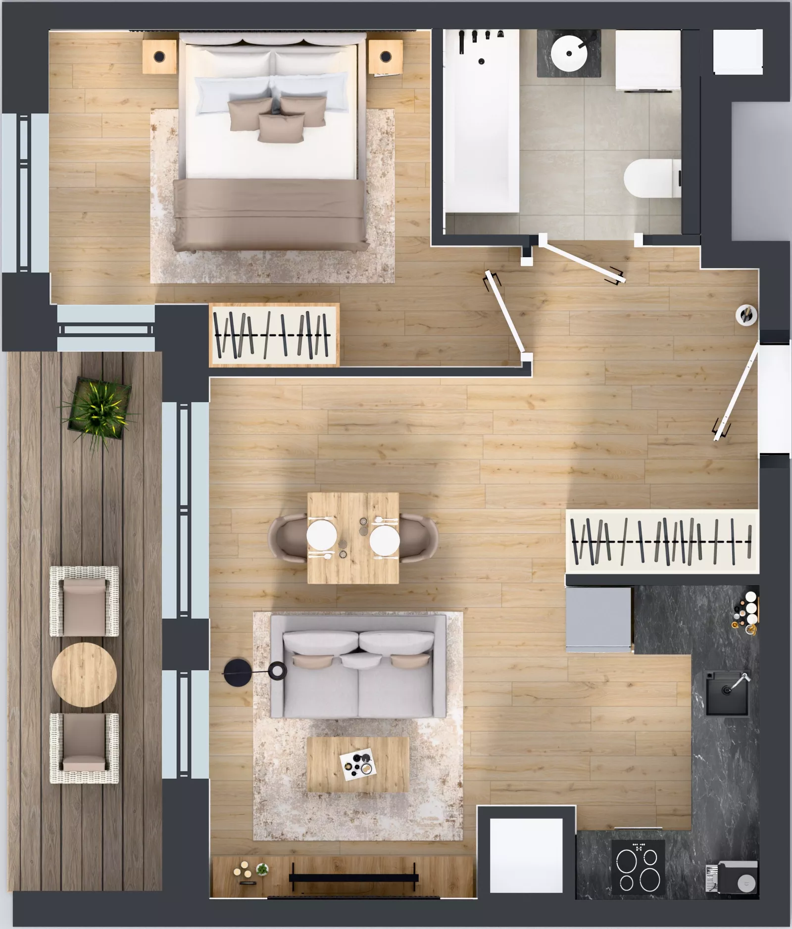 2 pokoje, mieszkanie 43,75 m², piętro 6, oferta nr 1A.6.60, Nowa Francuska IIB, Katowice, Osiedle Paderewskiego-Muchowiec, Muchowiec, ul. Szybowcowa