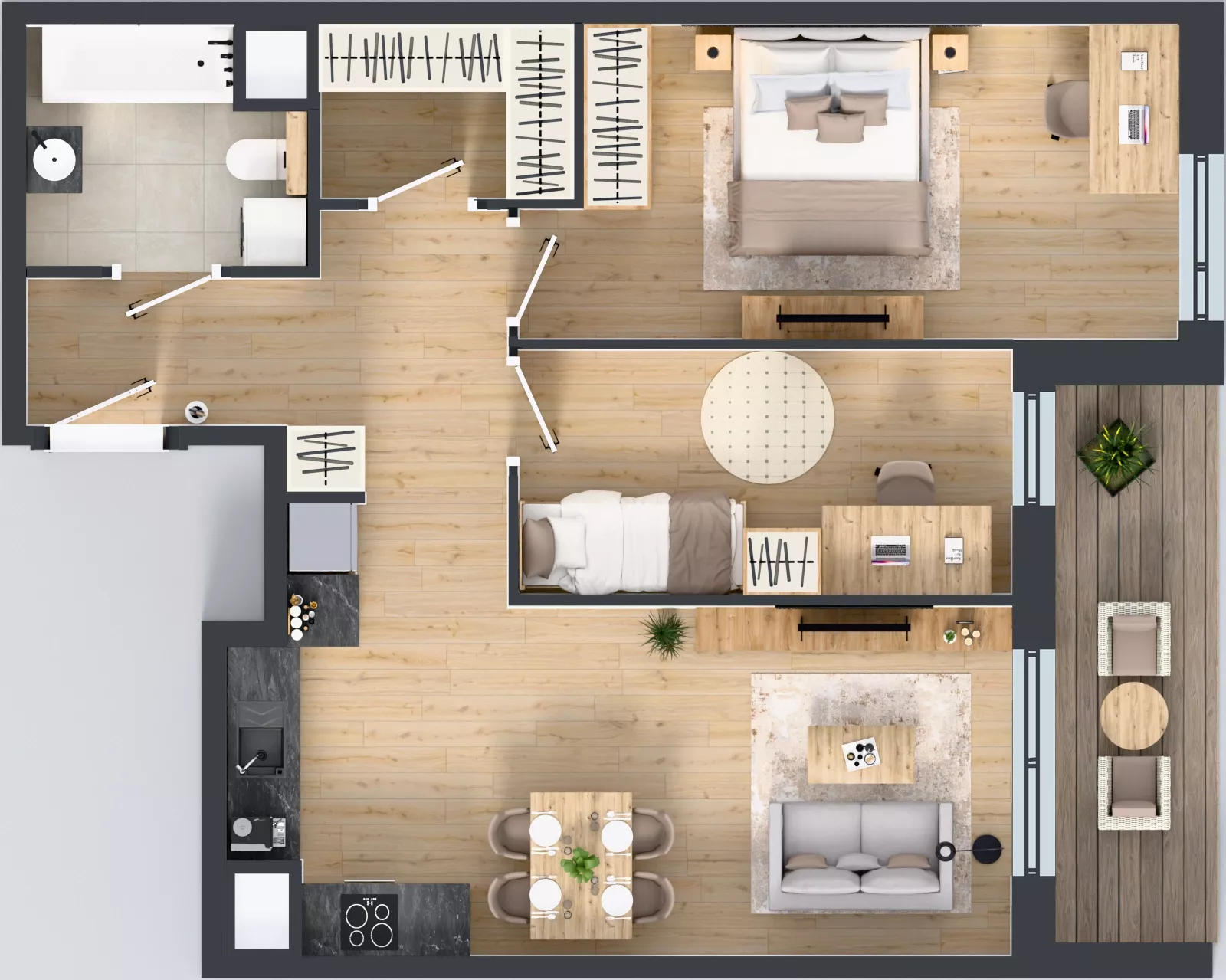 3 pokoje, mieszkanie 64,56 m², piętro 6, oferta nr 1A.6.62, Nowa Francuska IIB, Katowice, Osiedle Paderewskiego-Muchowiec, Muchowiec, ul. Szybowcowa