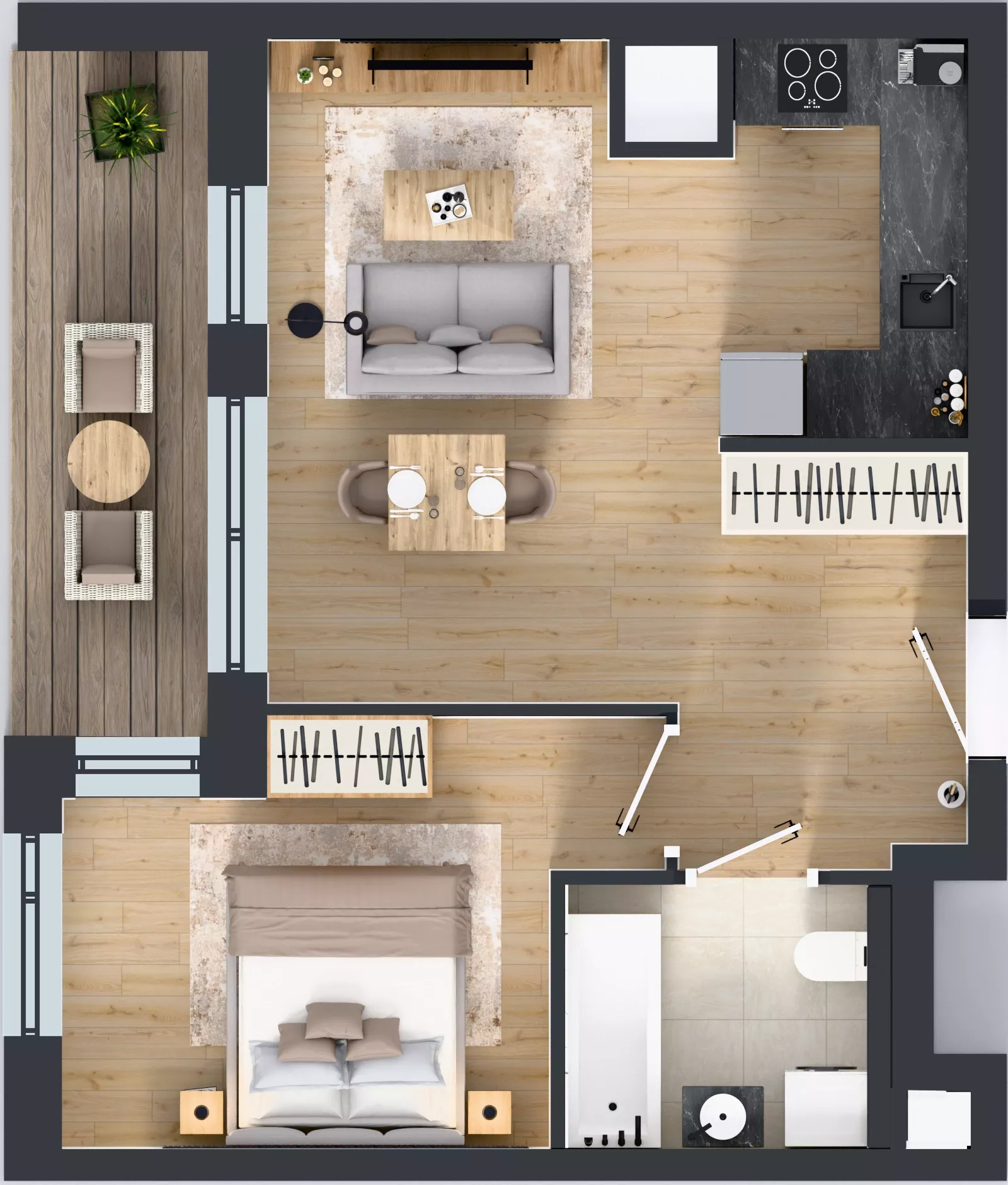 2 pokoje, mieszkanie 43,75 m², piętro 6, oferta nr 1B.6.125, Nowa Francuska IIB, Katowice, Osiedle Paderewskiego-Muchowiec, Muchowiec, ul. Szybowcowa