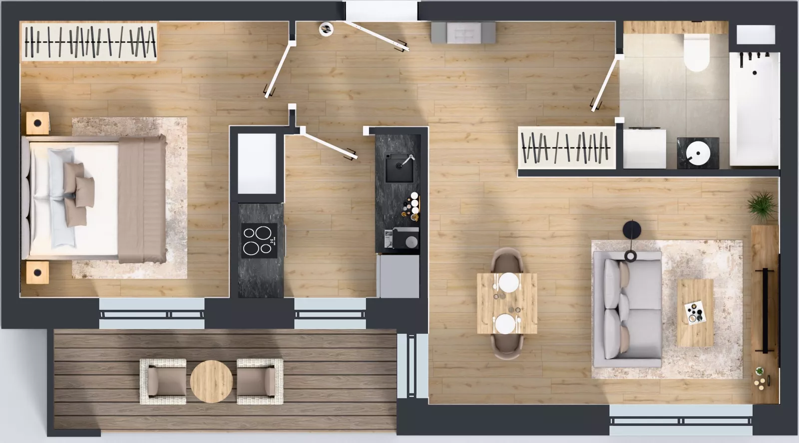 2 pokoje, mieszkanie 48,65 m², piętro 6, oferta nr 1C.6.166, Nowa Francuska IIB, Katowice, Osiedle Paderewskiego-Muchowiec, Muchowiec, ul. Szybowcowa