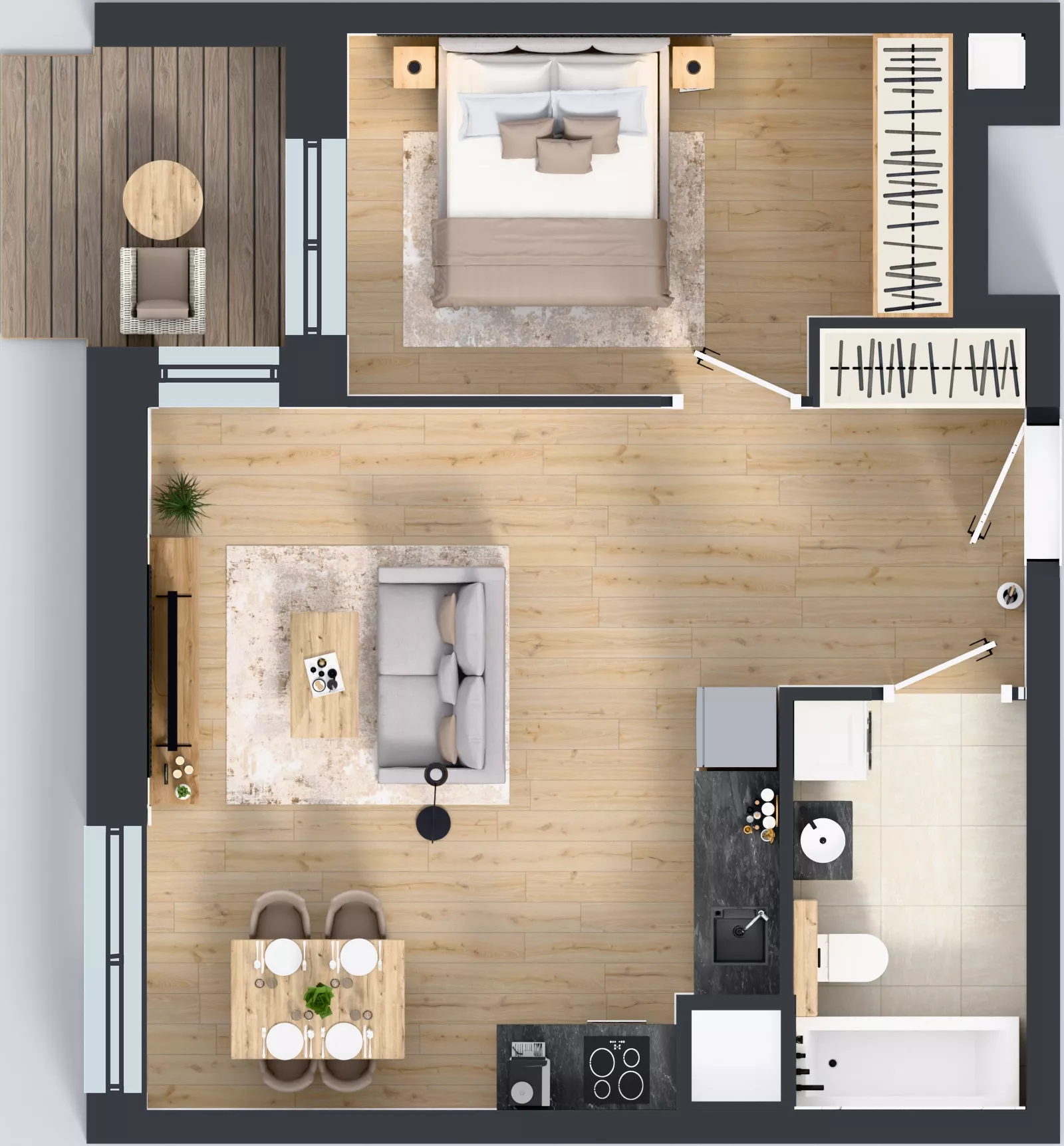 2 pokoje, mieszkanie 47,94 m², piętro 7, oferta nr 1A.7.69, Nowa Francuska IIB, Katowice, Osiedle Paderewskiego-Muchowiec, Muchowiec, ul. Szybowcowa