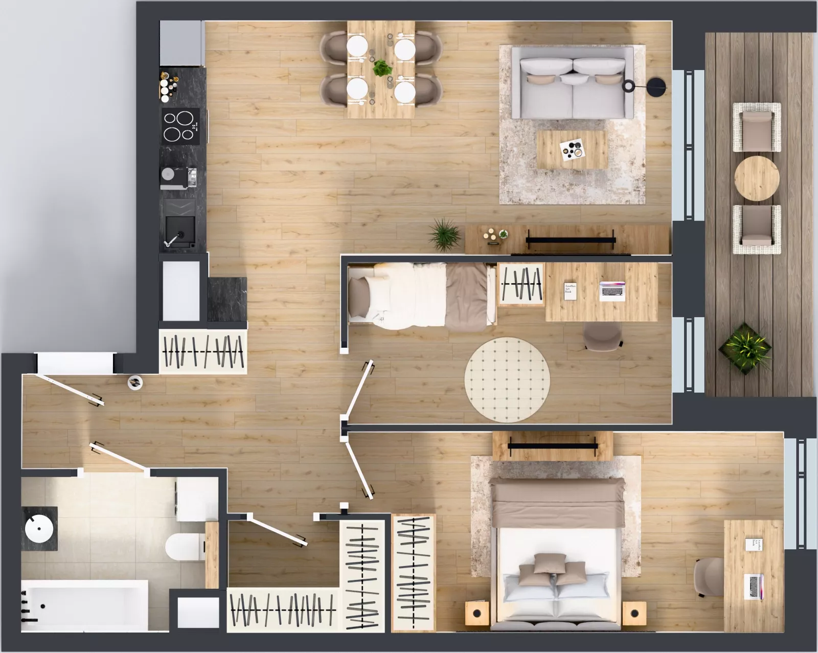 3 pokoje, mieszkanie 65,56 m², piętro 7, oferta nr 1B.7.129, Nowa Francuska IIB, Katowice, Osiedle Paderewskiego-Muchowiec, Muchowiec, ul. Szybowcowa