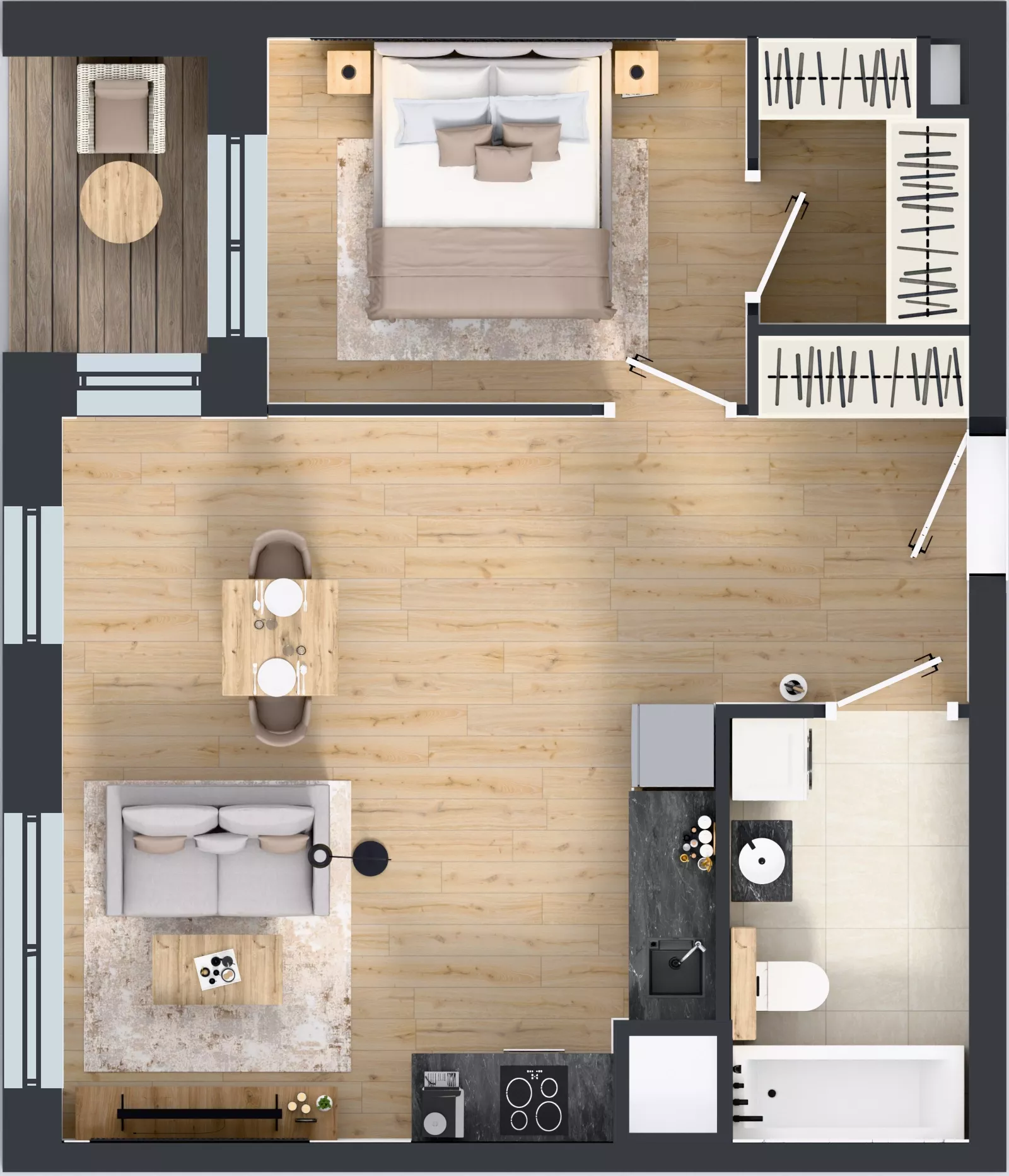 2 pokoje, mieszkanie 48,68 m², piętro 7, oferta nr 1B.7.132, Nowa Francuska IIB, Katowice, Osiedle Paderewskiego-Muchowiec, Muchowiec, ul. Szybowcowa