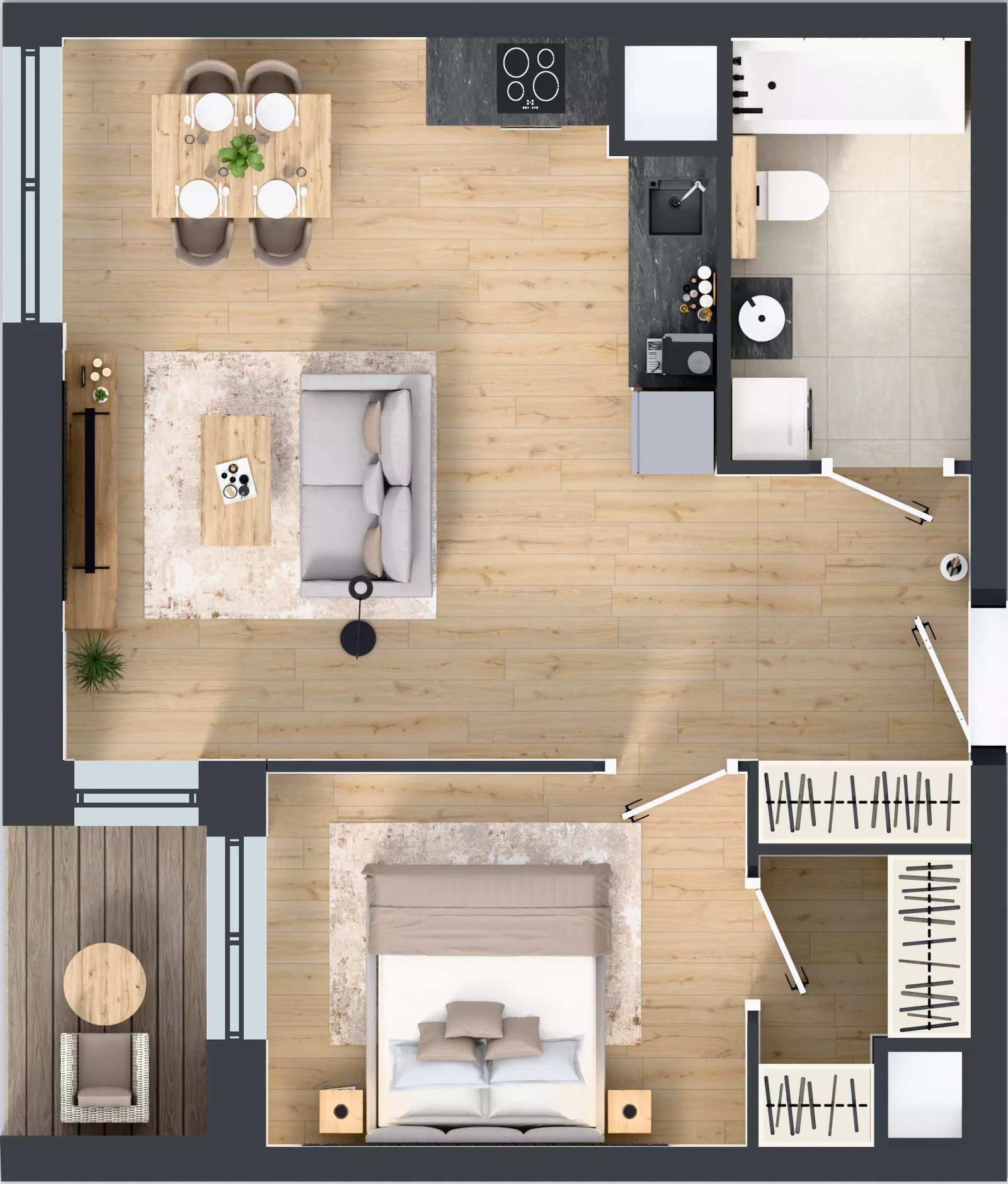 2 pokoje, mieszkanie 48,31 m², piętro 9, oferta nr 1A.9.81, Nowa Francuska IIB, Katowice, Osiedle Paderewskiego-Muchowiec, Muchowiec, ul. Szybowcowa