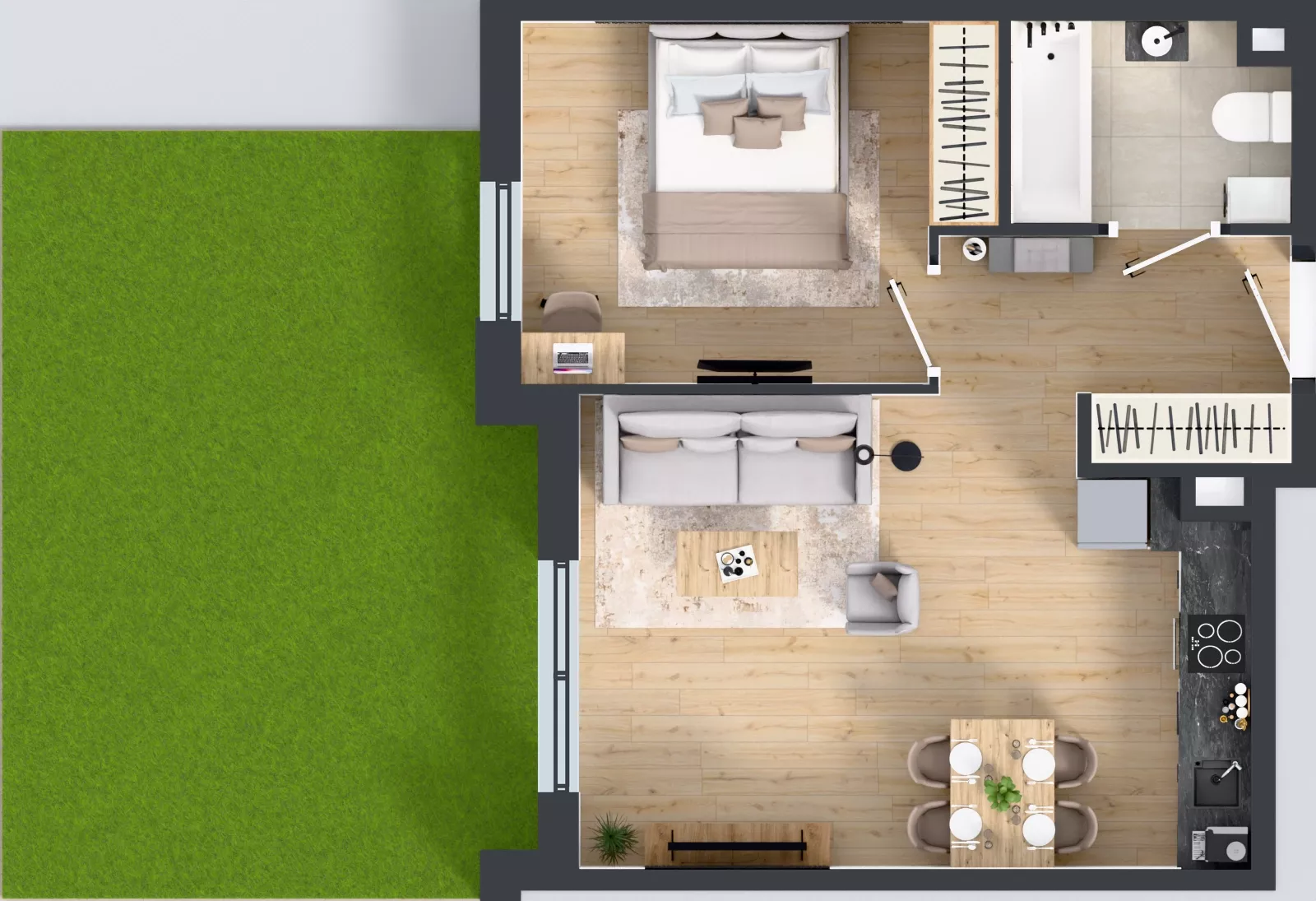 2 pokoje, mieszkanie 43,57 m², parter, oferta nr 1.0.08, Osiedle Rytelska, Gdańsk, Orunia Górna-Gdańsk Południe, ul. Rytelska