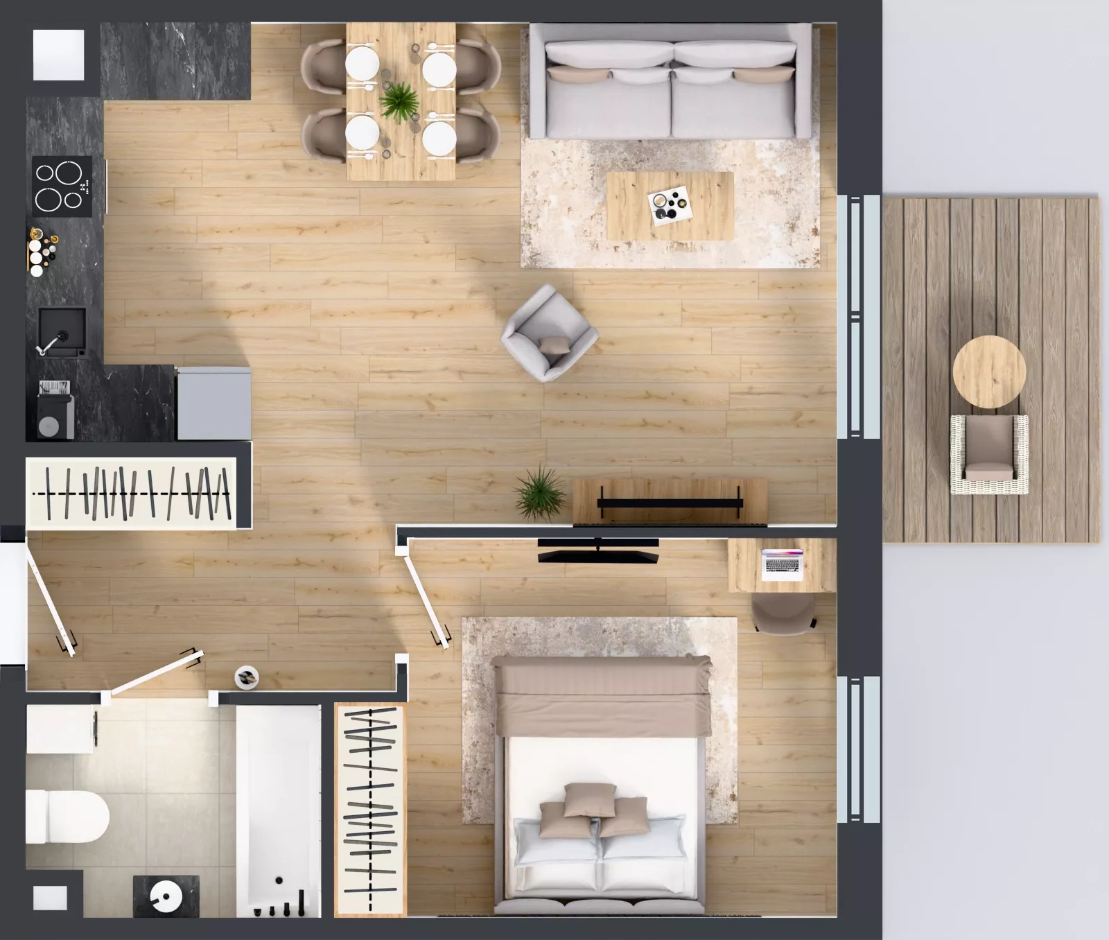 2 pokoje, mieszkanie 46,80 m², piętro 1, oferta nr 1.1.05, Osiedle Rytelska, Gdańsk, Orunia Górna-Gdańsk Południe, ul. Rytelska