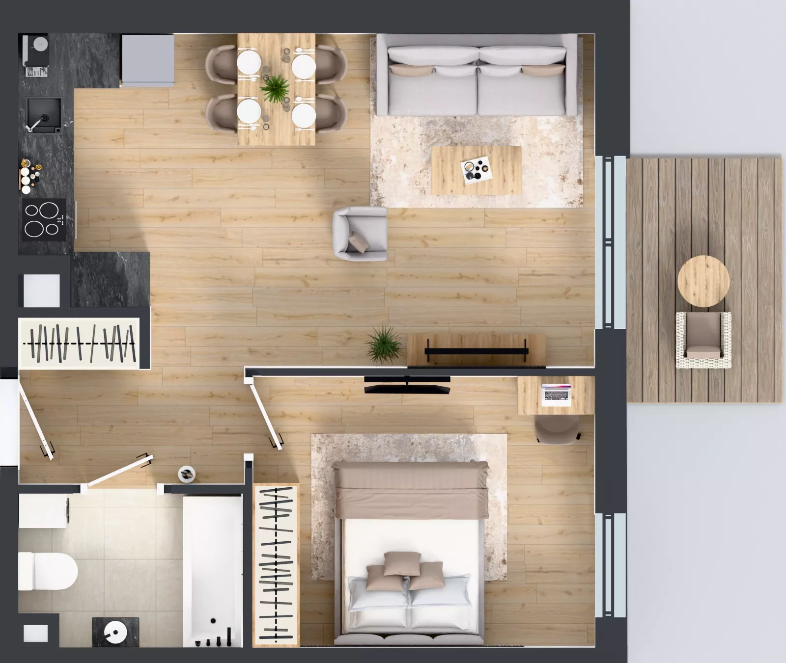 2 pokoje, mieszkanie 45,19 m², piętro 1, oferta nr 1.1.07, Osiedle Rytelska, Gdańsk, Orunia Górna-Gdańsk Południe, ul. Rytelska