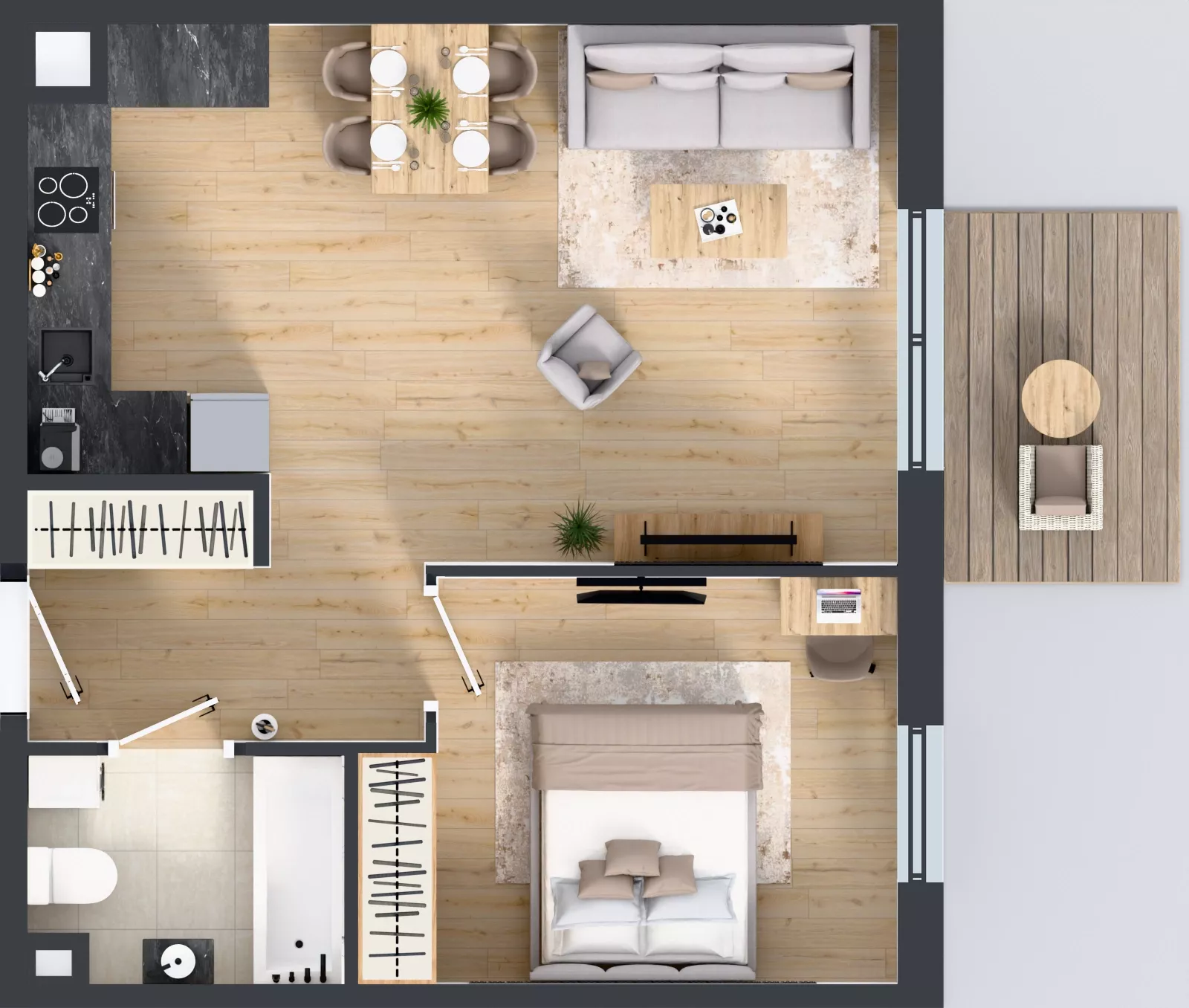 2 pokoje, mieszkanie 46,80 m², piętro 2, oferta nr 1.2.05, Osiedle Rytelska, Gdańsk, Orunia Górna-Gdańsk Południe, ul. Rytelska