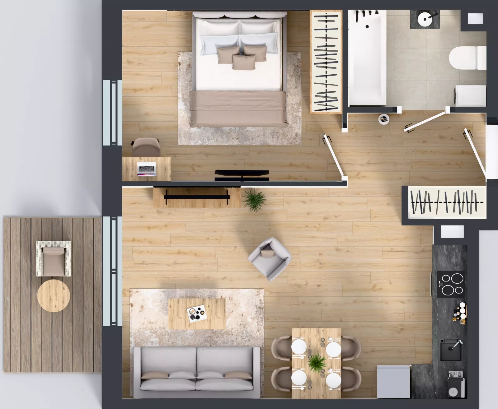 2 pokoje, mieszkanie 44,36 m², piętro 2, oferta nr 1.2.11, Osiedle Rytelska, Gdańsk, Orunia Górna-Gdańsk Południe, ul. Rytelska