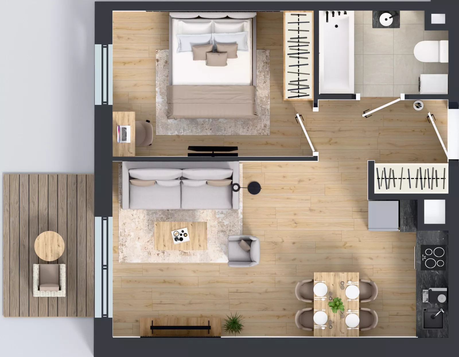 2 pokoje, mieszkanie 41,15 m², piętro 3, oferta nr 1.3.01, Osiedle Rytelska, Gdańsk, Orunia Górna-Gdańsk Południe, ul. Rytelska