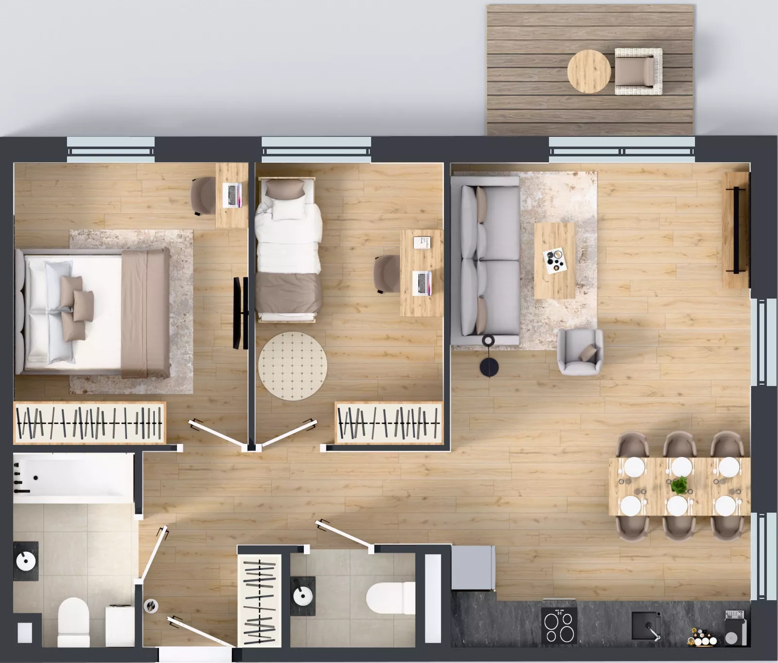 3 pokoje, mieszkanie 64,21 m², piętro 3, oferta nr 1.3.03, Osiedle Rytelska, Gdańsk, Orunia Górna-Gdańsk Południe, ul. Rytelska