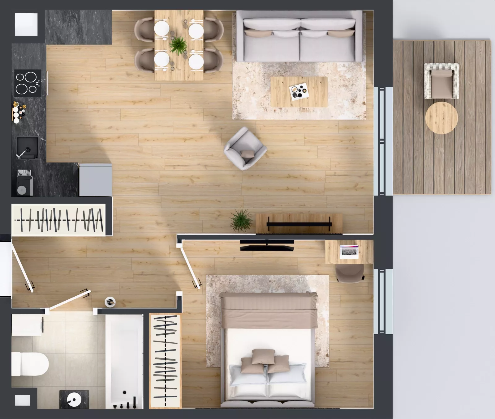 2 pokoje, mieszkanie 46,80 m², piętro 3, oferta nr 1.3.05, Osiedle Rytelska, Gdańsk, Orunia Górna-Gdańsk Południe, ul. Rytelska