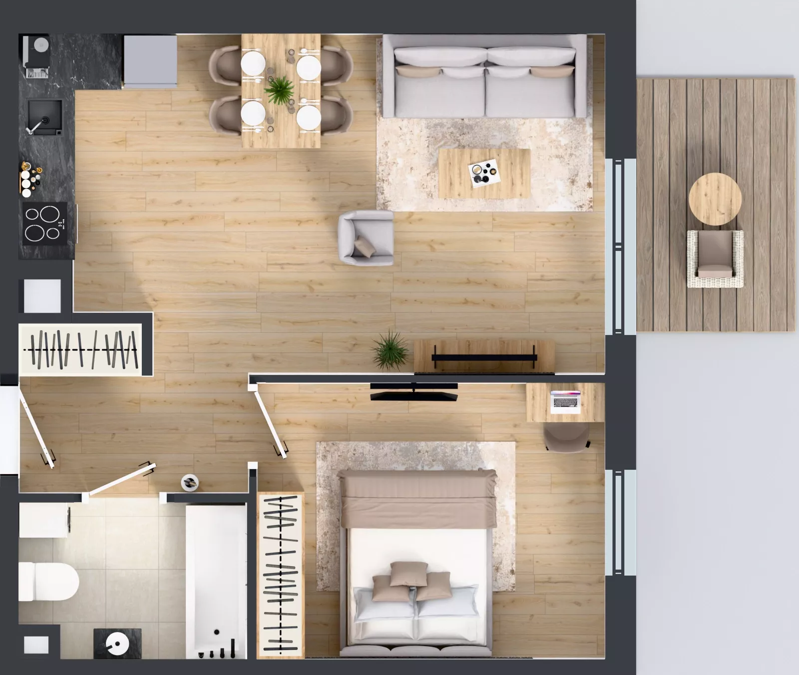 2 pokoje, mieszkanie 45,19 m², piętro 4, oferta nr 1.4.07, Osiedle Rytelska, Gdańsk, Orunia Górna-Gdańsk Południe, ul. Rytelska