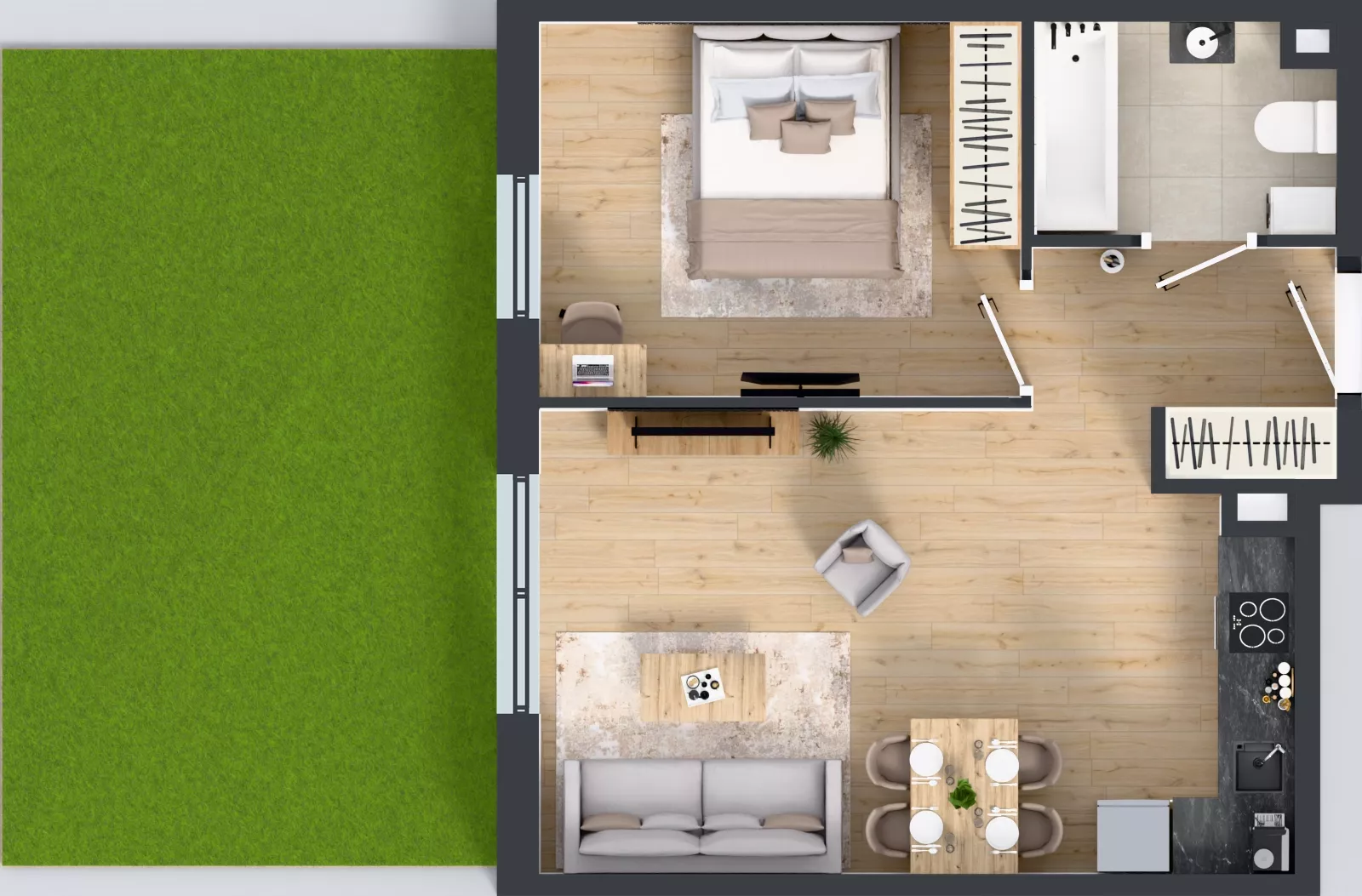 2 pokoje, mieszkanie 44,36 m², parter, oferta nr 2.0.05, Osiedle Rytelska, Gdańsk, Orunia Górna-Gdańsk Południe, ul. Rytelska
