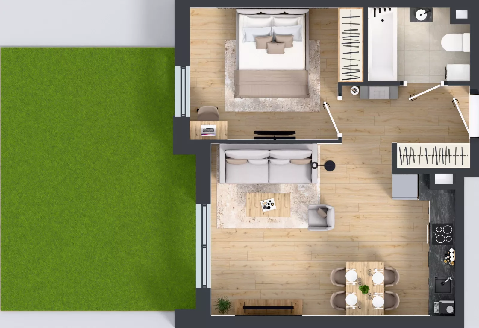 2 pokoje, mieszkanie 43,57 m², parter, oferta nr 2.0.07, Osiedle Rytelska, Gdańsk, Orunia Górna-Gdańsk Południe, ul. Rytelska