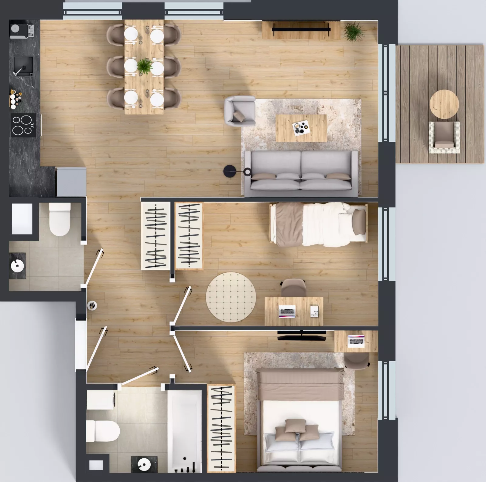 3 pokoje, mieszkanie 61,03 m², piętro 3, oferta nr 2.3.04, Osiedle Rytelska, Gdańsk, Orunia Górna-Gdańsk Południe, ul. Rytelska