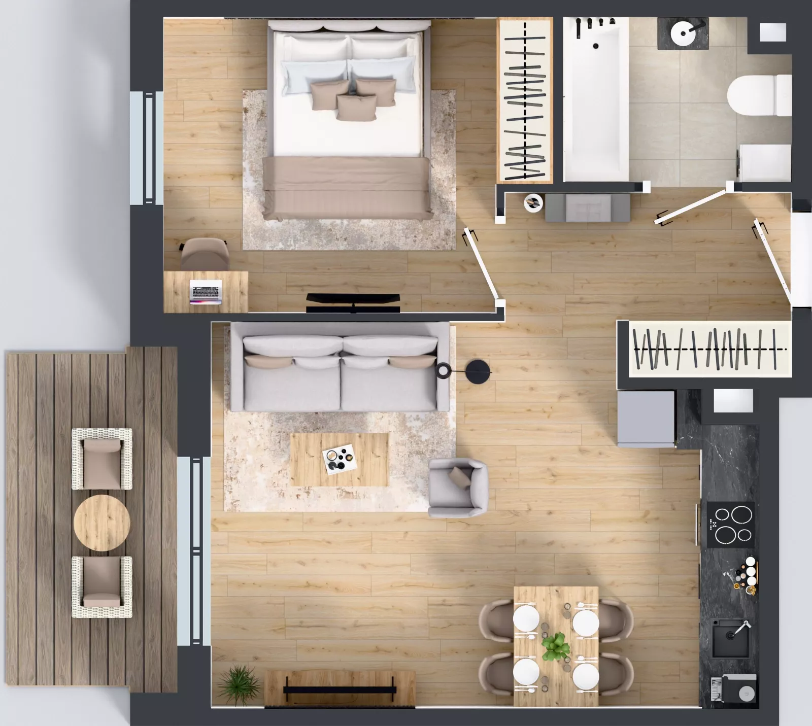 2 pokoje, mieszkanie 43,57 m², piętro 4, oferta nr 2.4.02, Osiedle Rytelska, Gdańsk, Orunia Górna-Gdańsk Południe, ul. Rytelska