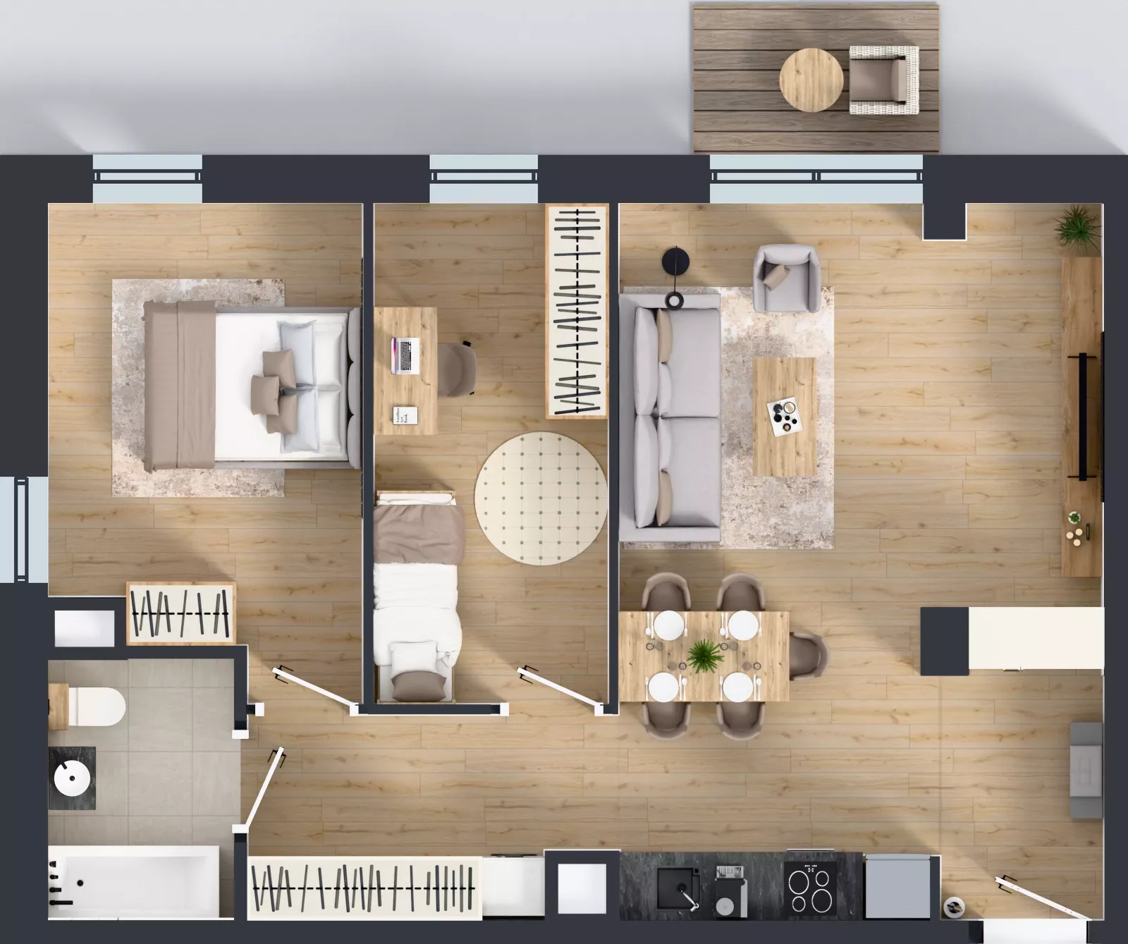 3 pokoje, mieszkanie 63,20 m², piętro 1, oferta nr A1.1.2, ATAL Grabiszyn, Wrocław, Gajowice, Fabryczna, ul. Grochowa
