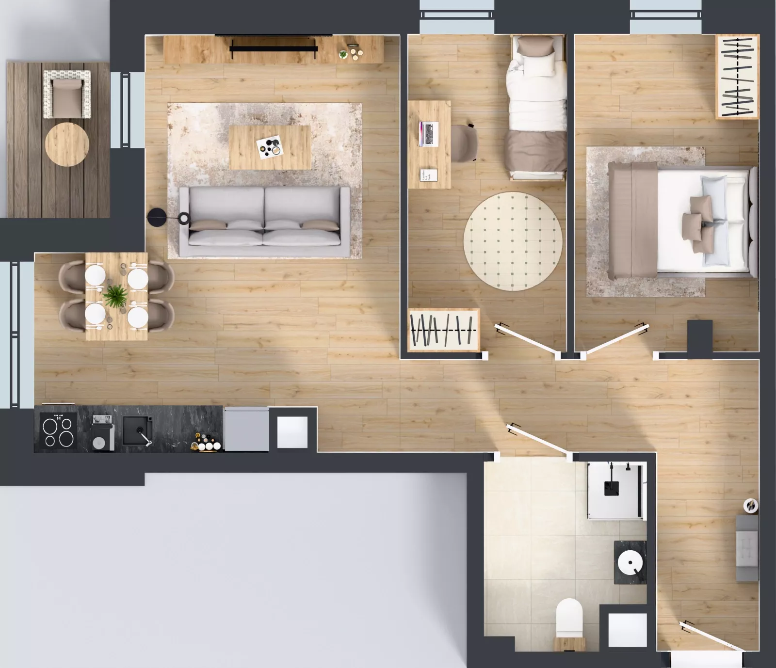 3 pokoje, mieszkanie 58,67 m², piętro 1, oferta nr A1.1.3, ATAL Grabiszyn, Wrocław, Gajowice, Fabryczna, ul. Grochowa