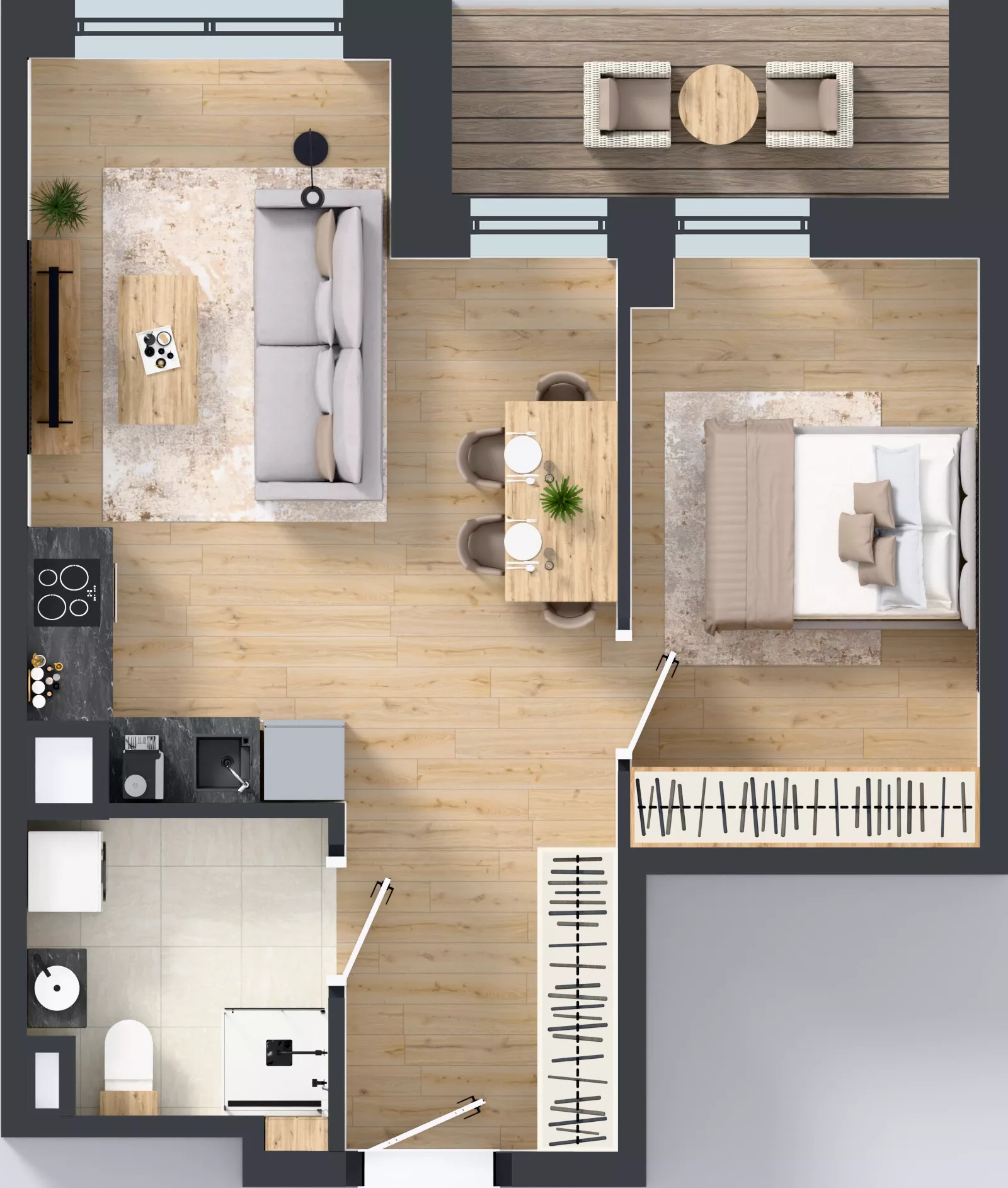 2 pokoje, mieszkanie 43,00 m², piętro 1, oferta nr A1.1.4, ATAL Grabiszyn, Wrocław, Gajowice, Fabryczna, ul. Grochowa