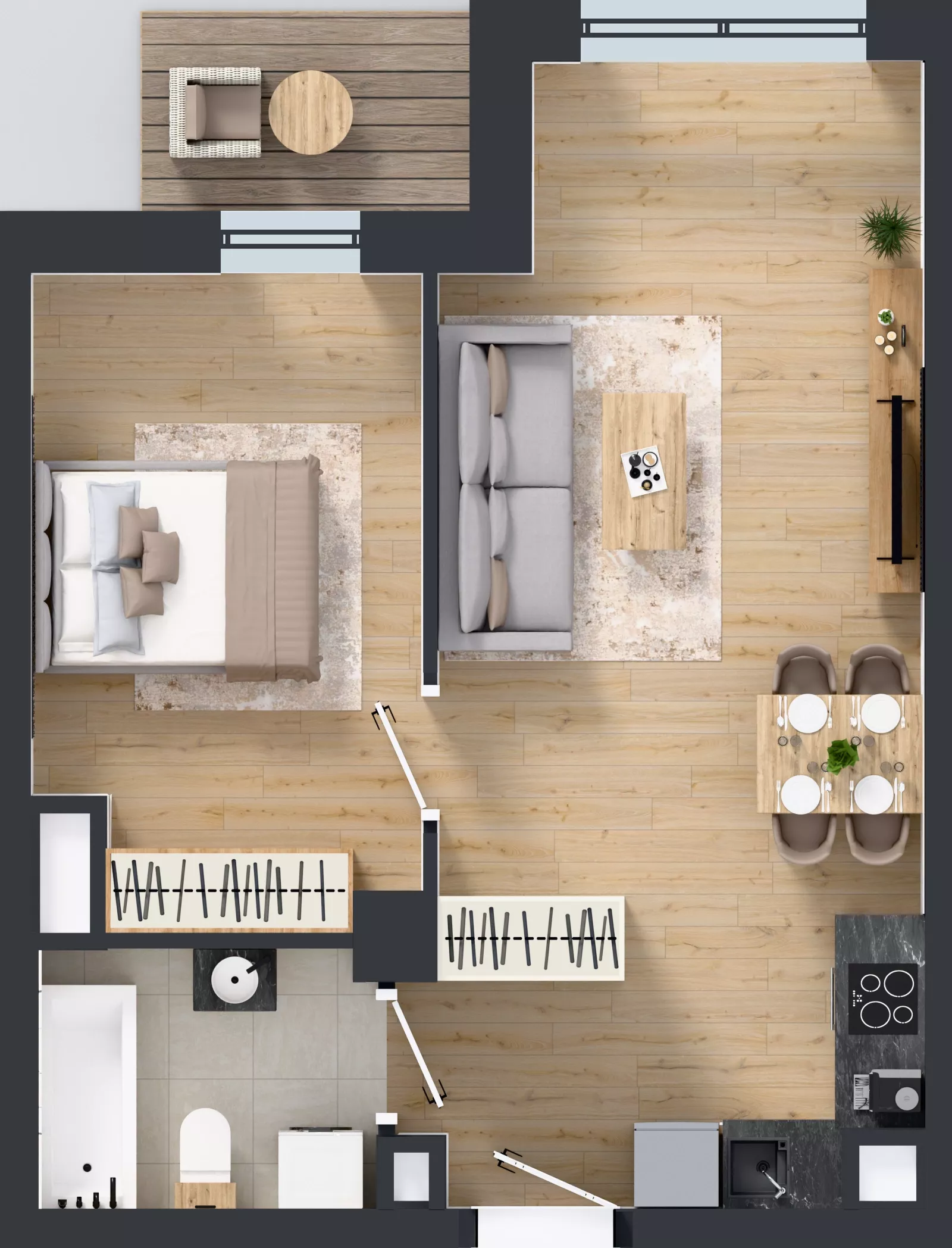 2 pokoje, mieszkanie 43,98 m², piętro 1, oferta nr A1.1.5, ATAL Grabiszyn, Wrocław, Gajowice, Fabryczna, ul. Grochowa