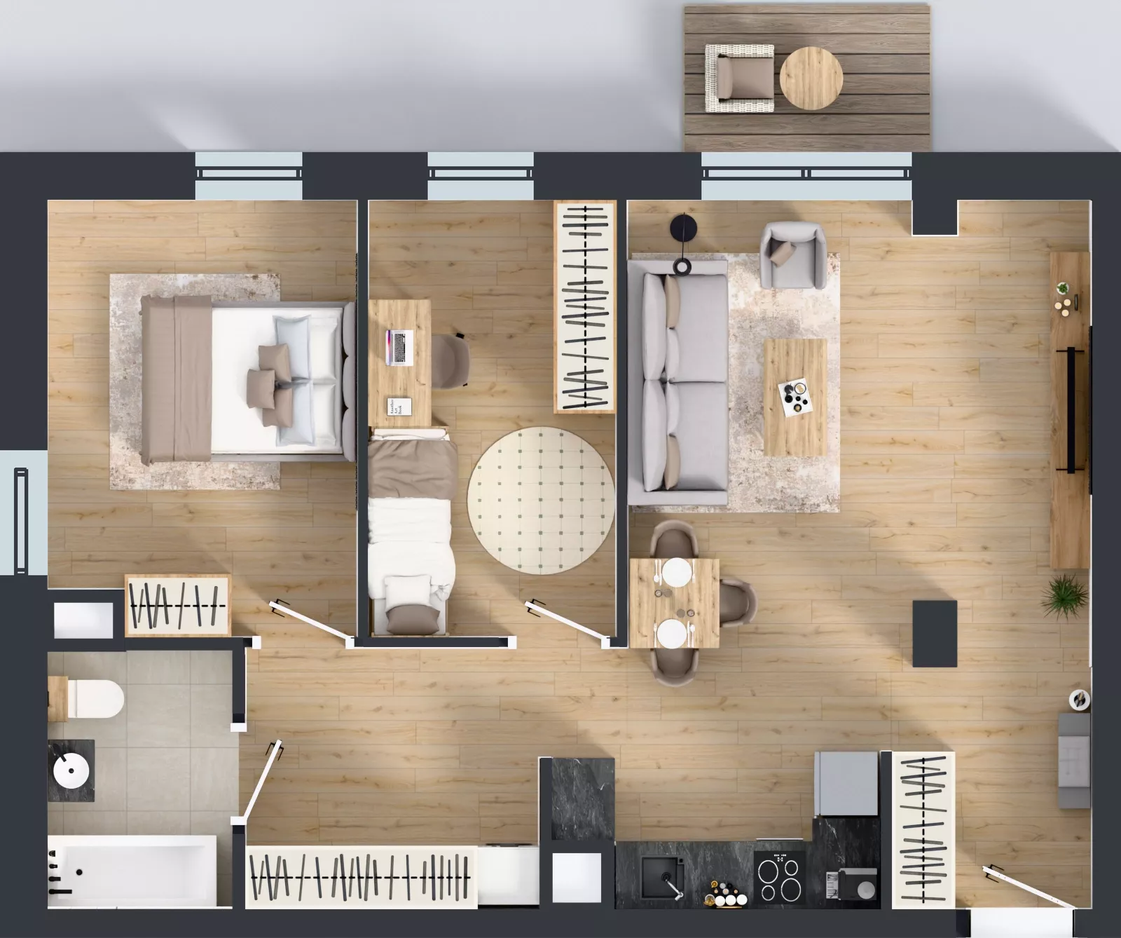 3 pokoje, mieszkanie 63,09 m², piętro 2, oferta nr A1.2.13, ATAL Grabiszyn, Wrocław, Gajowice, Fabryczna, ul. Grochowa