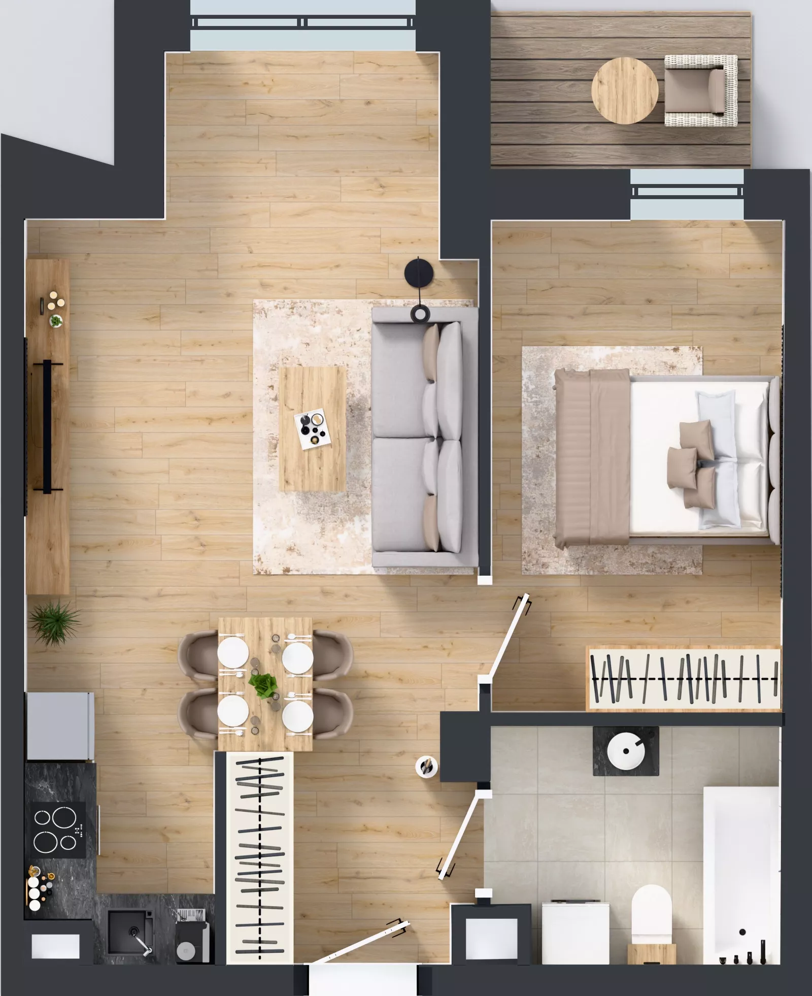 2 pokoje, mieszkanie 46,68 m², piętro 2, oferta nr A1.2.17, ATAL Grabiszyn, Wrocław, Gajowice, Fabryczna, ul. Grochowa